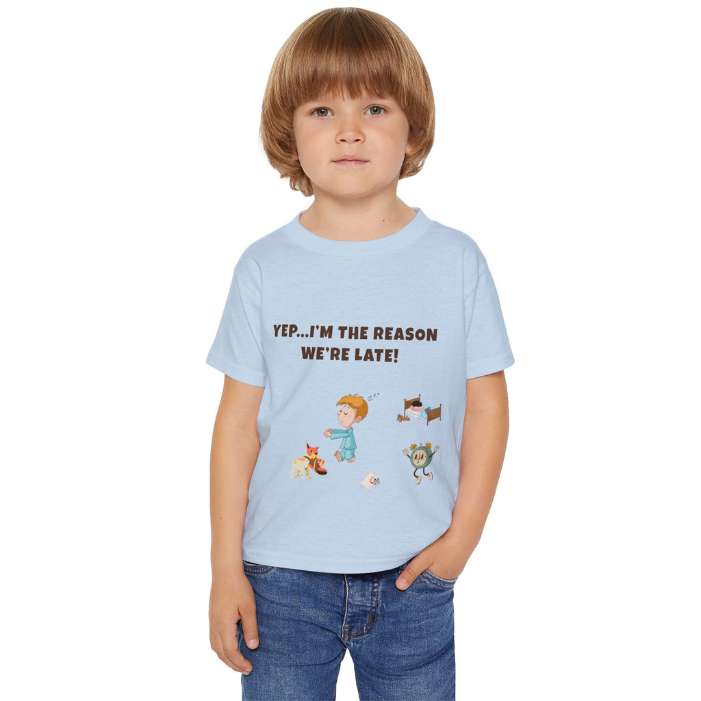 Yep Im the Reason We are Late!  Funny Toddler TShirt  Cute Cartoon Pajama Kid Tee  Morning Chaos Shirt for Boys and Girls