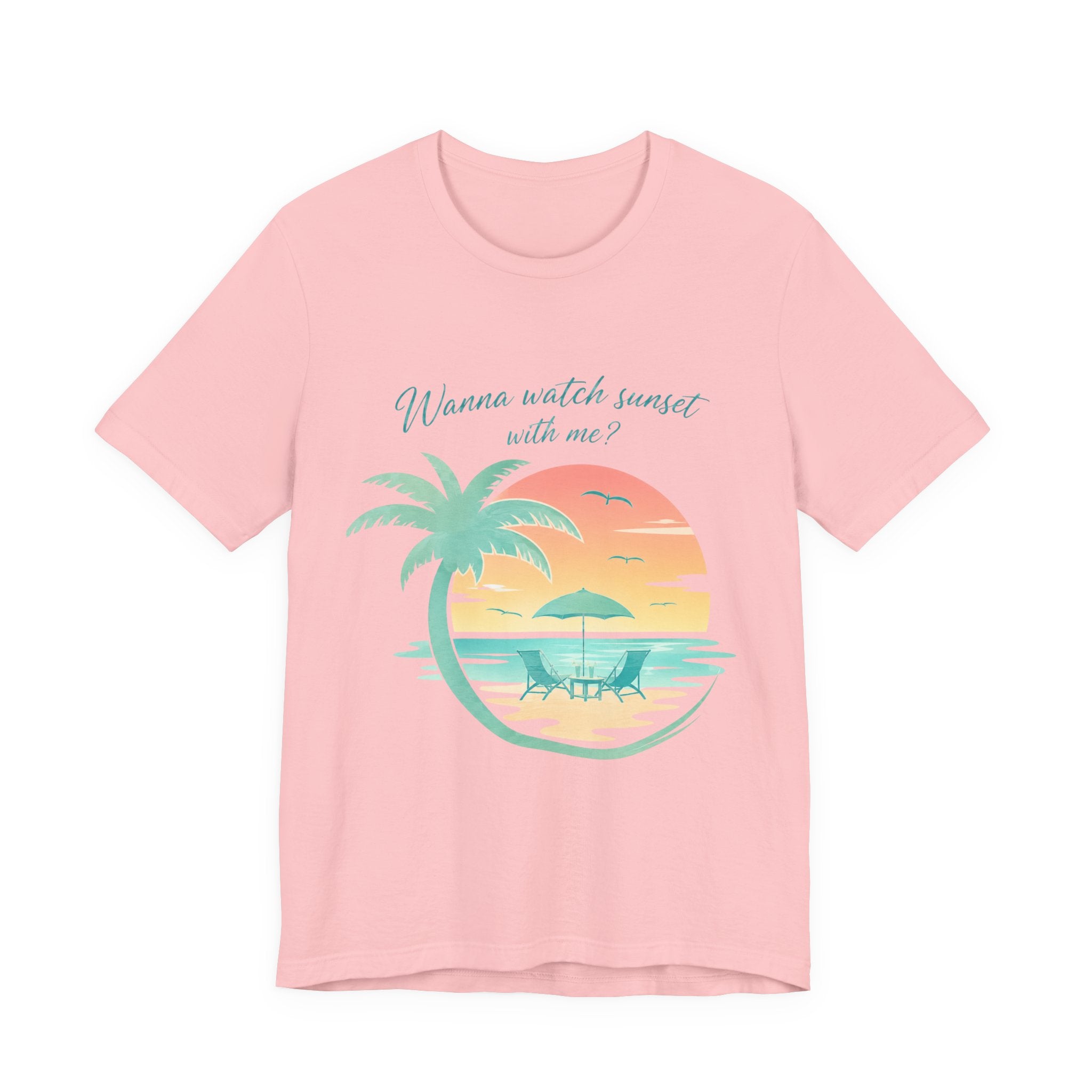 Wanna Watch Sunset With Me? Tropical Beach Graphic Tee