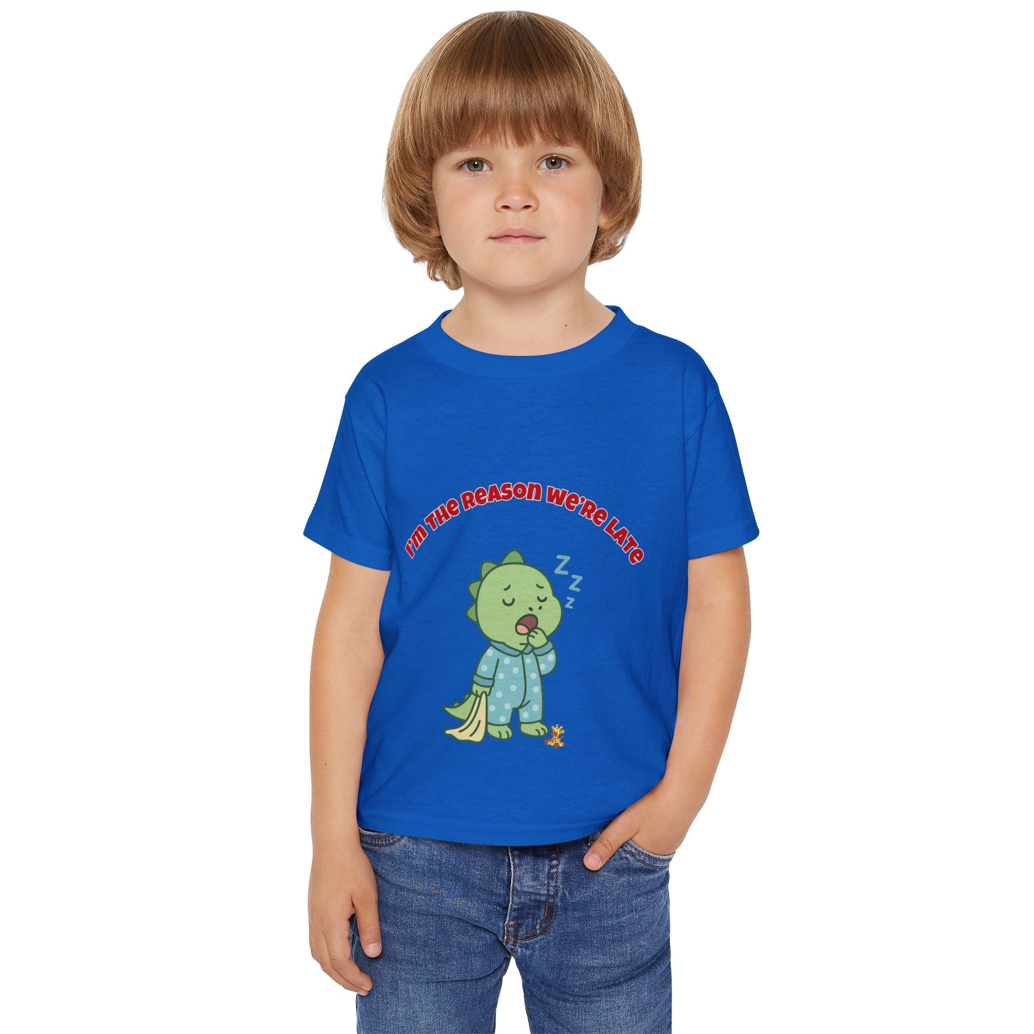 Im the Reason Were Late Cute Baby Dinosaur Toddler T Shirt Funny Sleepy Dino Kids Shirt Pajamas Theme