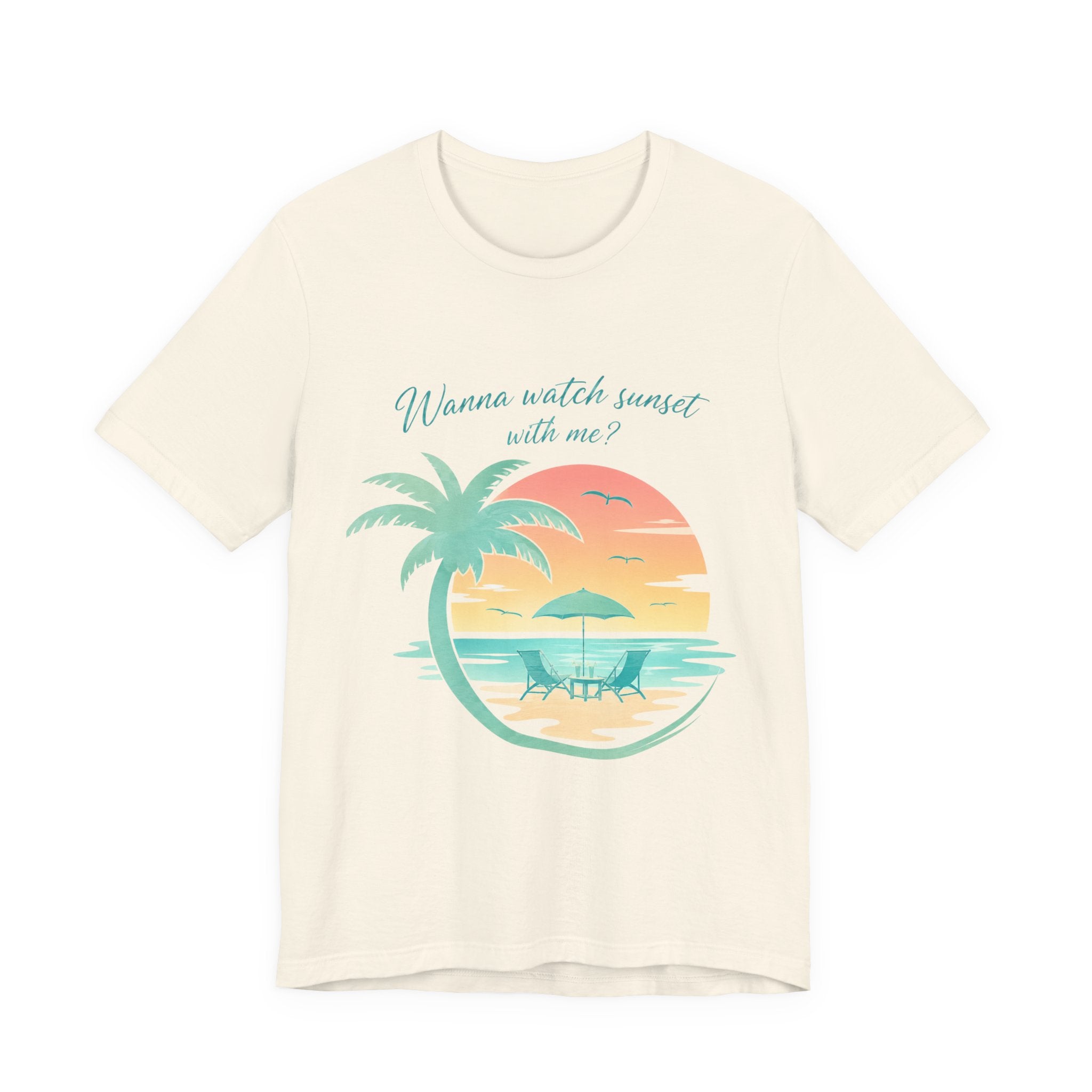 Wanna Watch Sunset With Me? Tropical Beach Graphic Tee