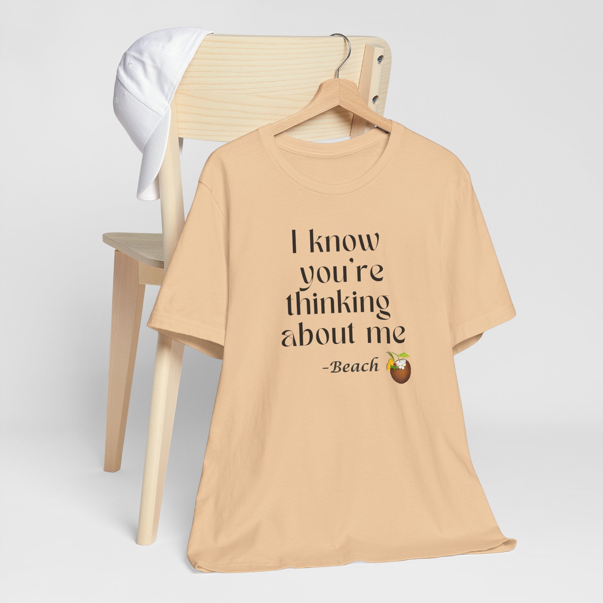 I know you're thinking about me Beach tee | Coconut drink graphic