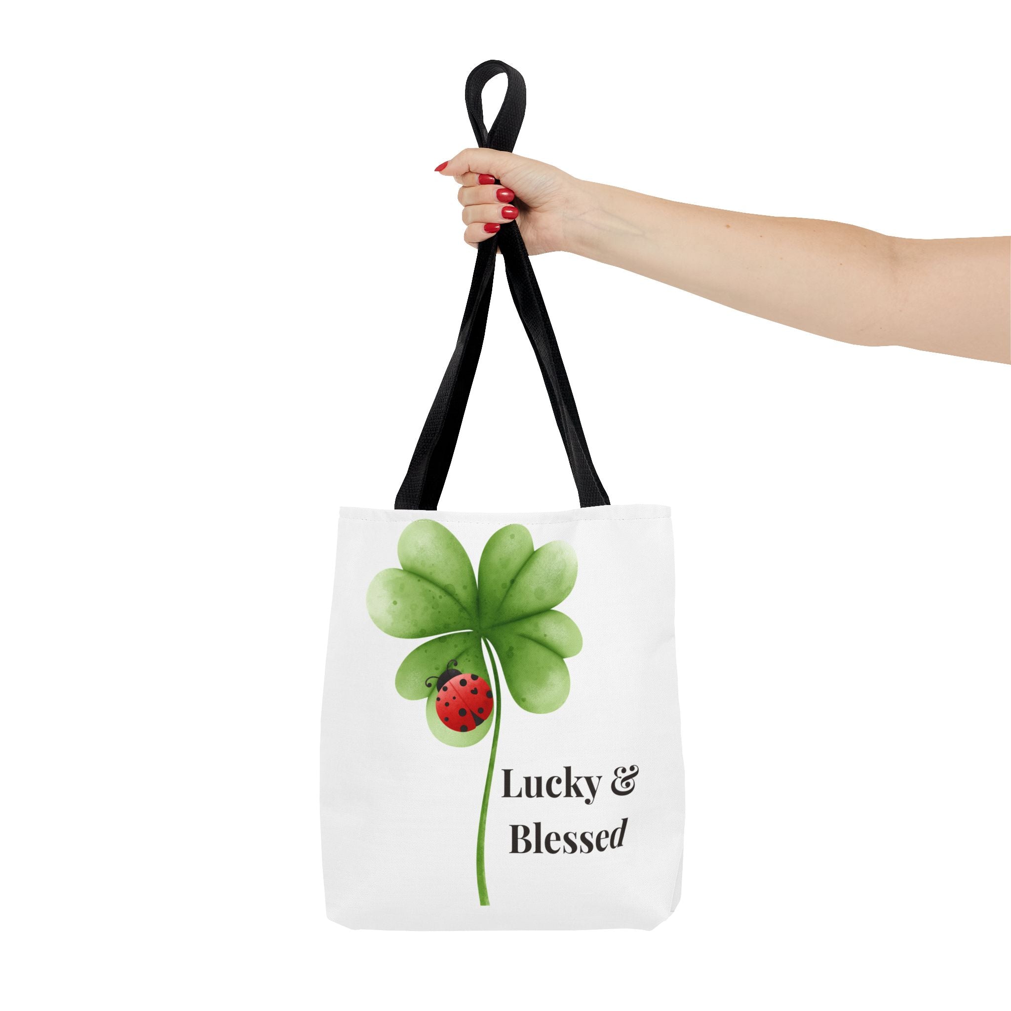 Lucky Girl Energy Tote Bag, Aesthetic Canvas Tote Bag, Cute Everyday Bag, Minimalist Ladybug Clover Tote