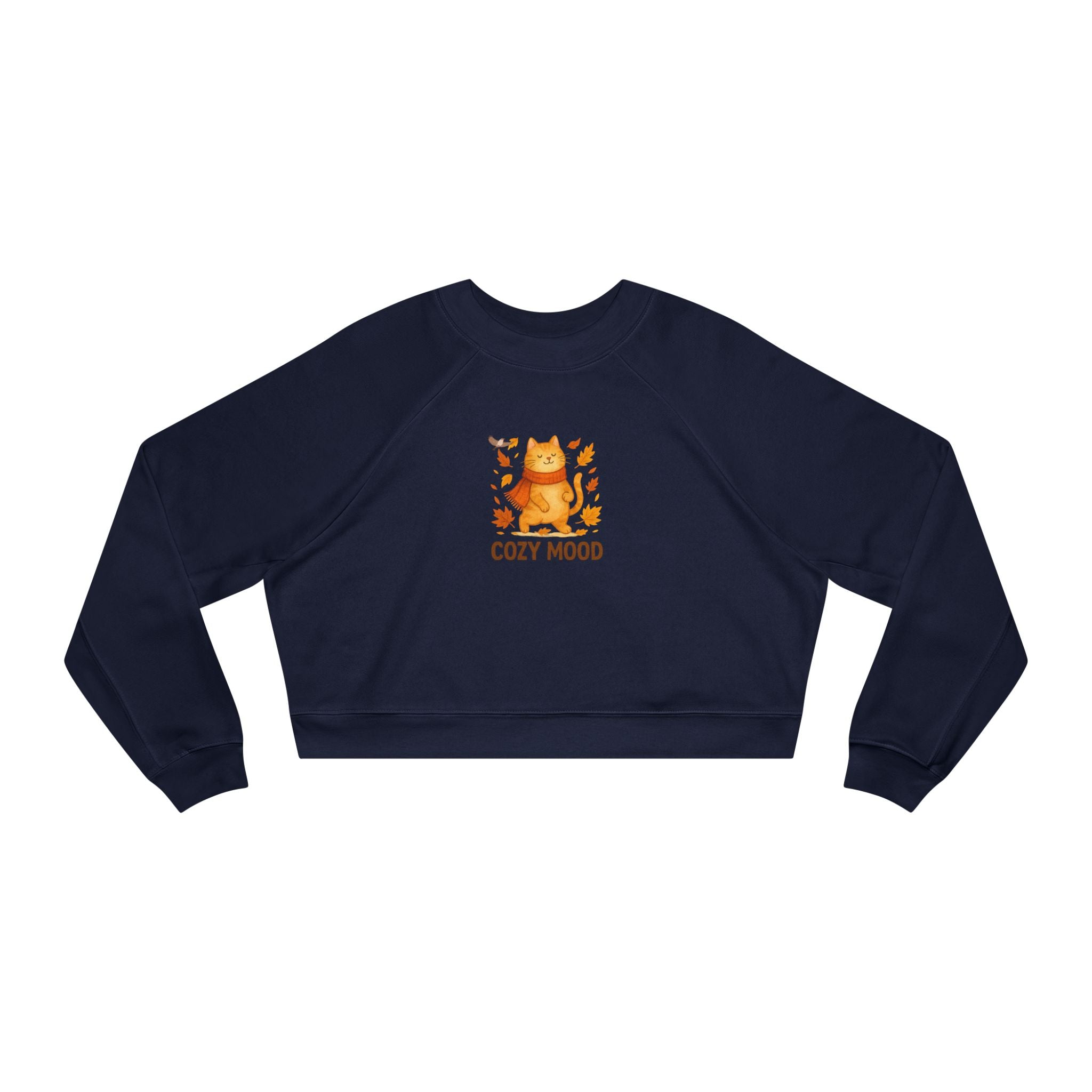 Cat Lover Cropped Fleece Pullover – Women’s Cozy Sweatshirt for Fall Fashion & Gifts
