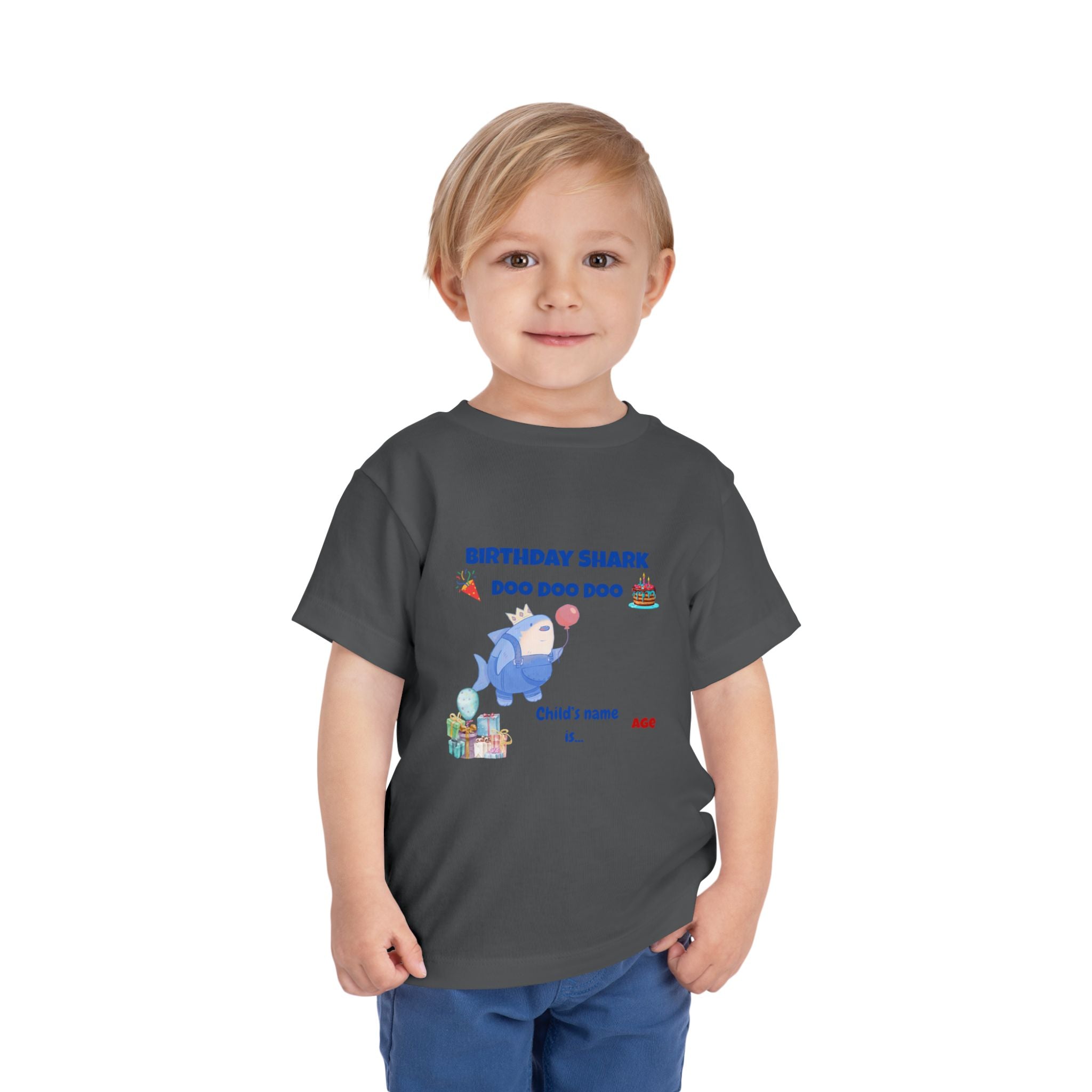 Personalized Birthday Shark TShirt for Kids  Custom Name and Age  Cute Ocean Theme Toddler Tee