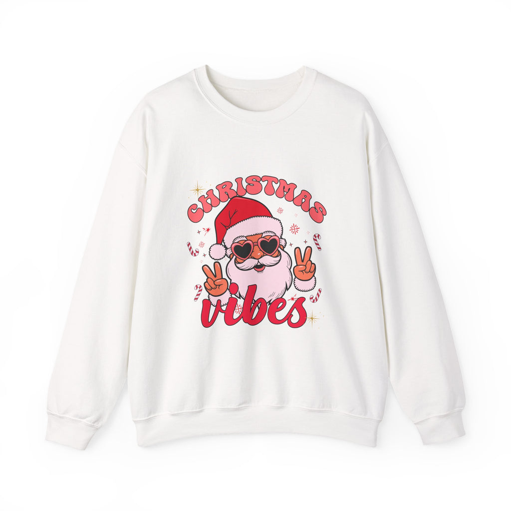 Christmas Vibes Santa Peace Sign Sweatshirt | Christmas Crewneck