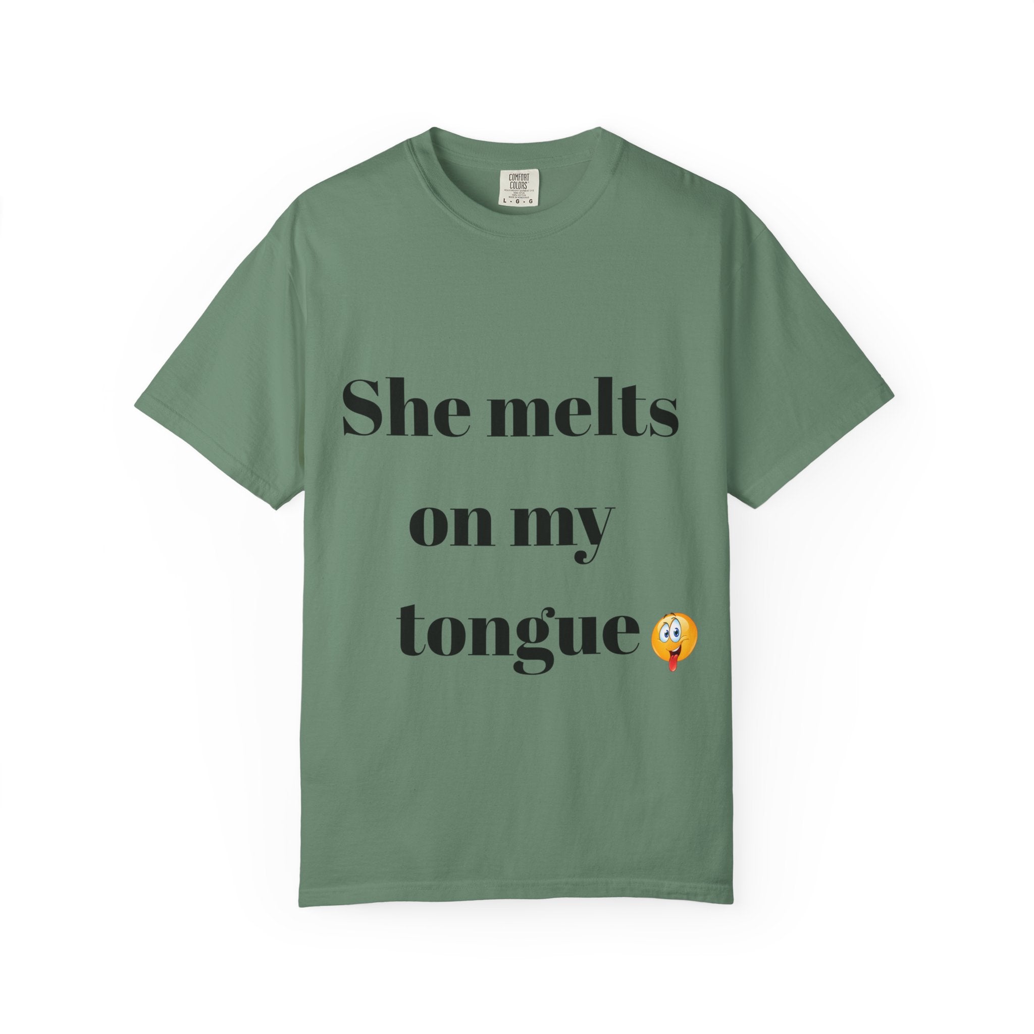 Funny Couple T-Shirt | She Melts on My Tongue Tee | Naughty Gift for Him | Cheeky Matching Shirt for Couples | Bold Statement Shirt