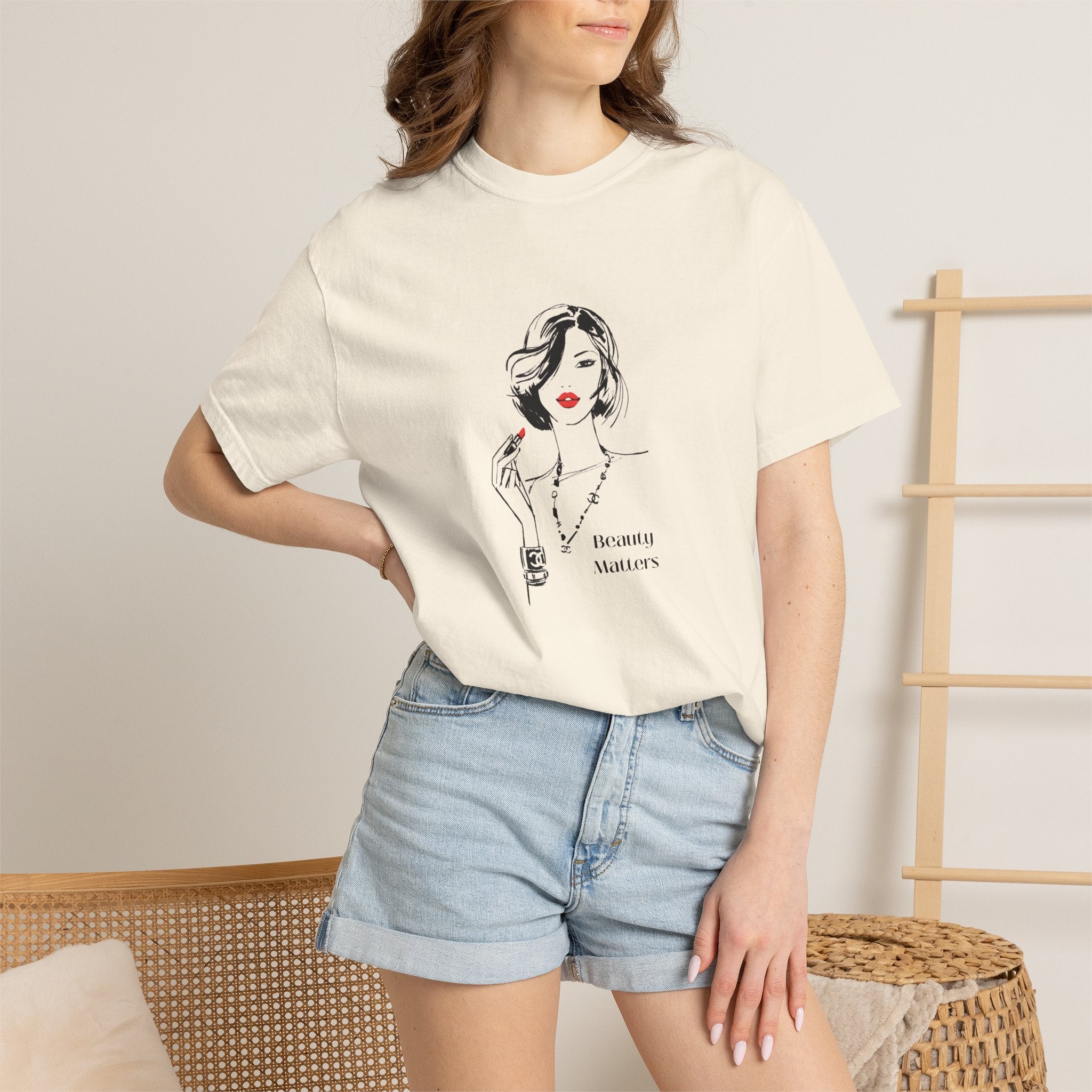 Minimalist Fashion Illustration T-Shirt — 'Beauty Matters' Graphic Tee
