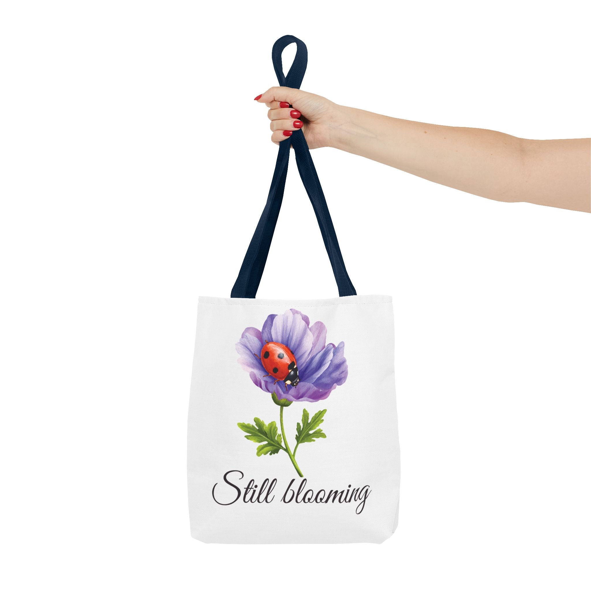 Still Blooming Tote Bag, Aesthetic Canvas Tote Bag, Cute Everyday Bag, Floral Ladybug Tote, Soft Life Gift
