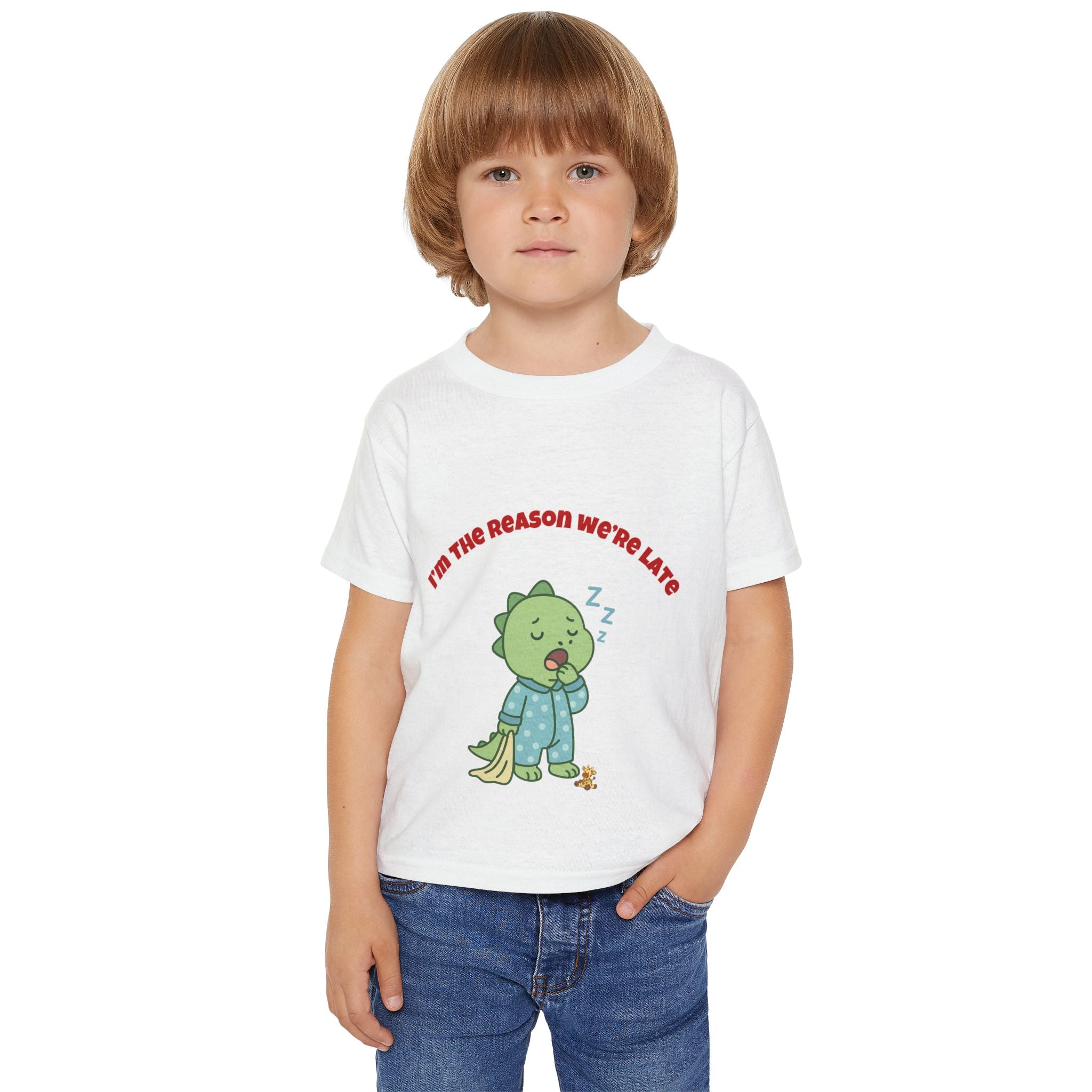 Im the Reason Were Late Cute Baby Dinosaur Toddler T Shirt Funny Sleepy Dino Kids Shirt Pajamas Theme