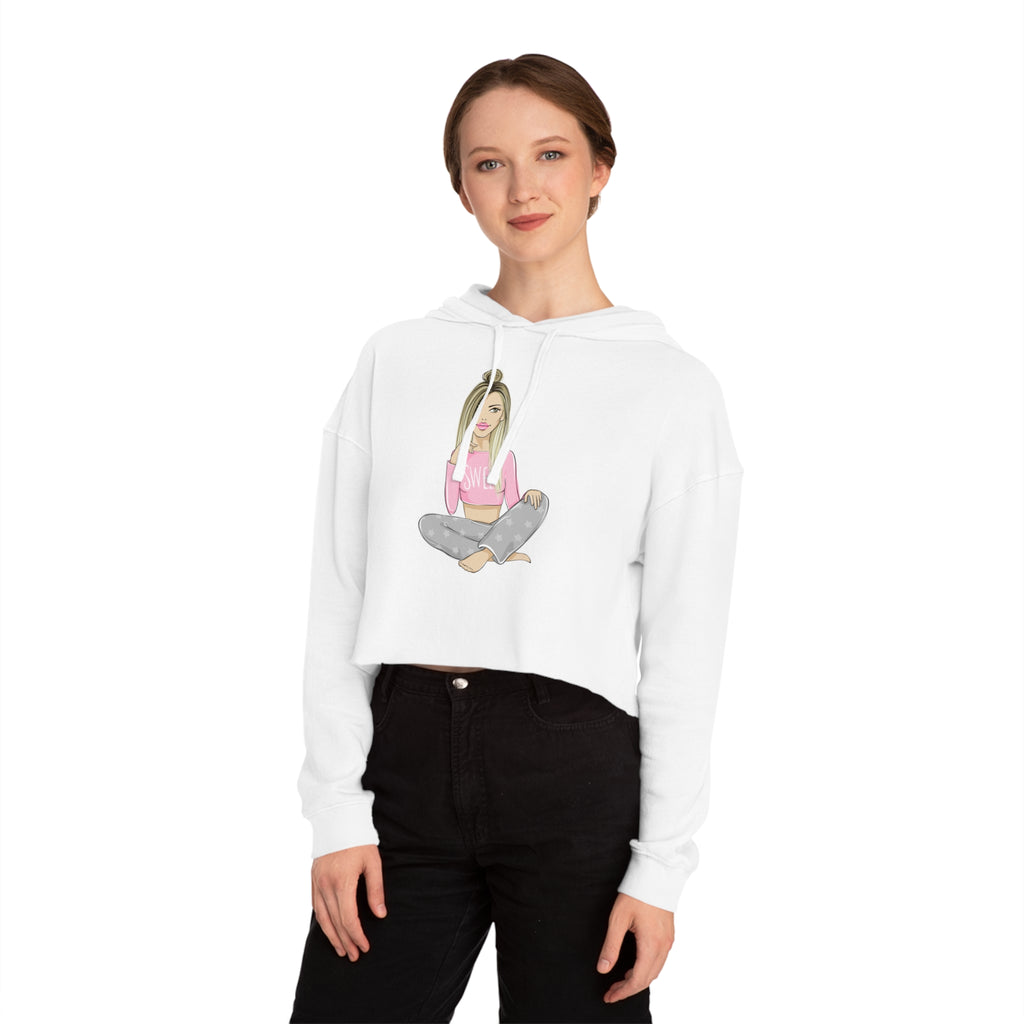 Cozy Pajama Girl Cropped Hoodie | Trendy Self-Care Hoodie for Women | Comfy Feminine Lounge Wear