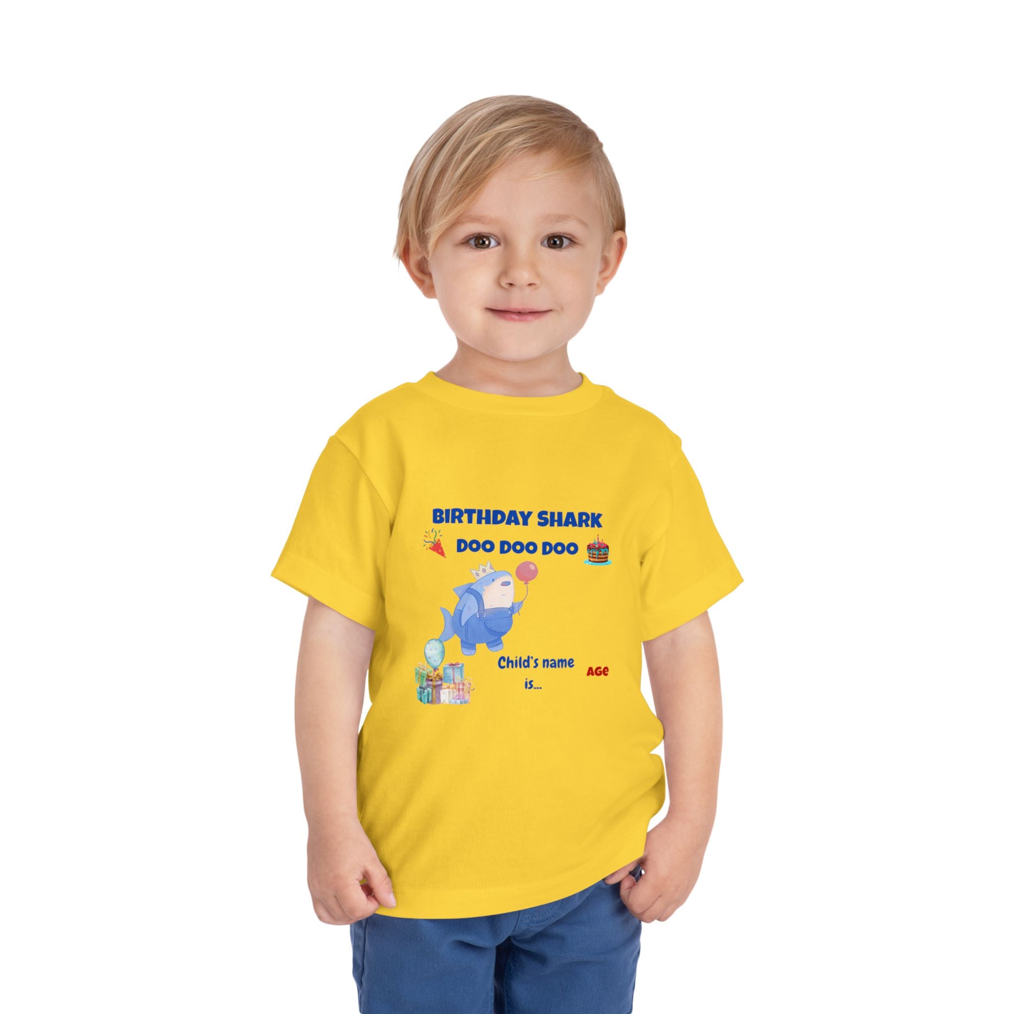 Personalized Birthday Shark TShirt for Kids  Custom Name and Age  Cute Ocean Theme Toddler Tee