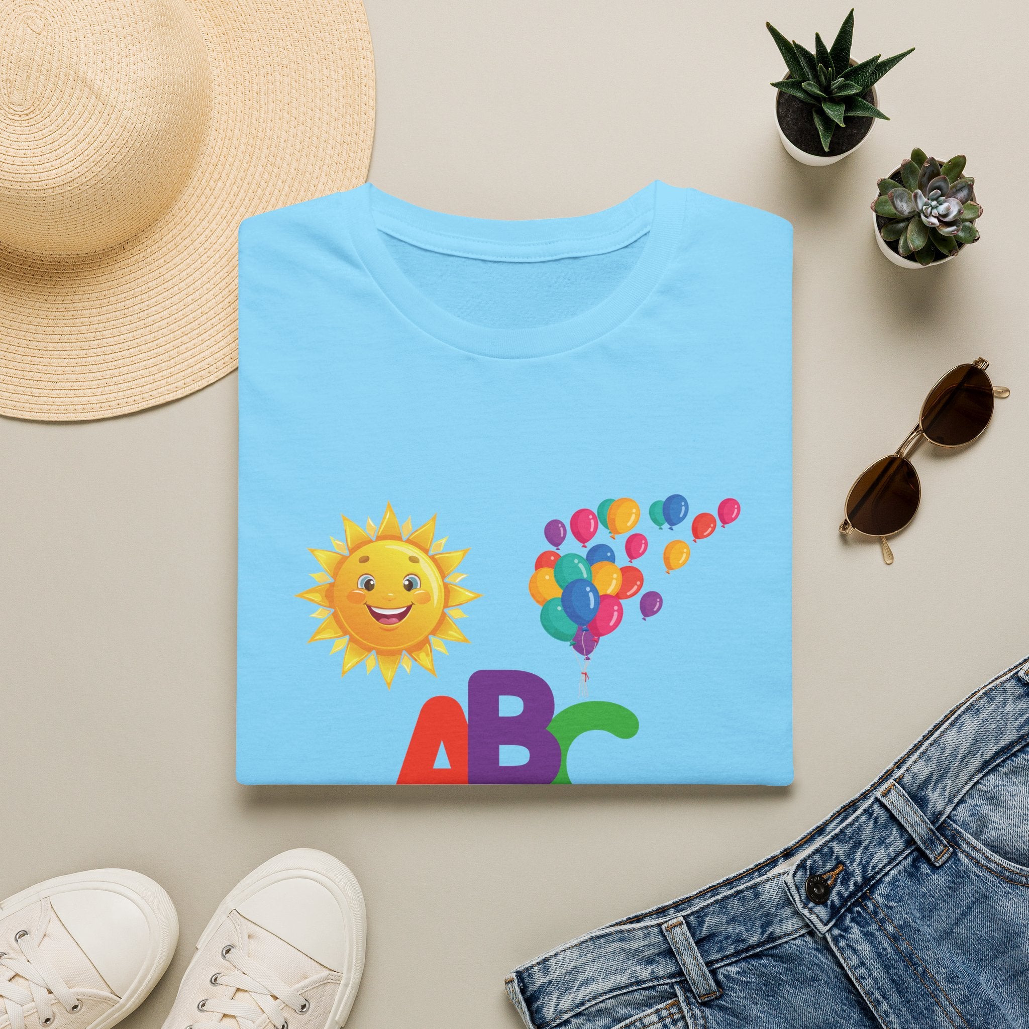 Kids ABC T-Shirt — Little School Sun & Balloons Preschool Tee