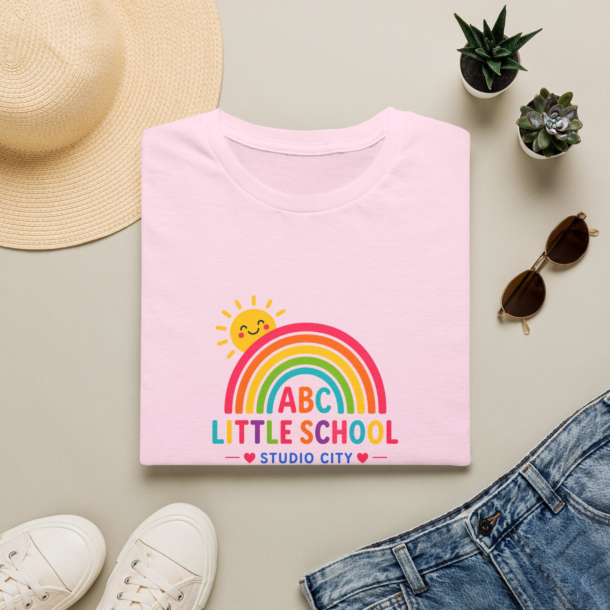 Kids Rainbow Preschool T‑Shirt — “ABC Little School” Sunny Day Tee