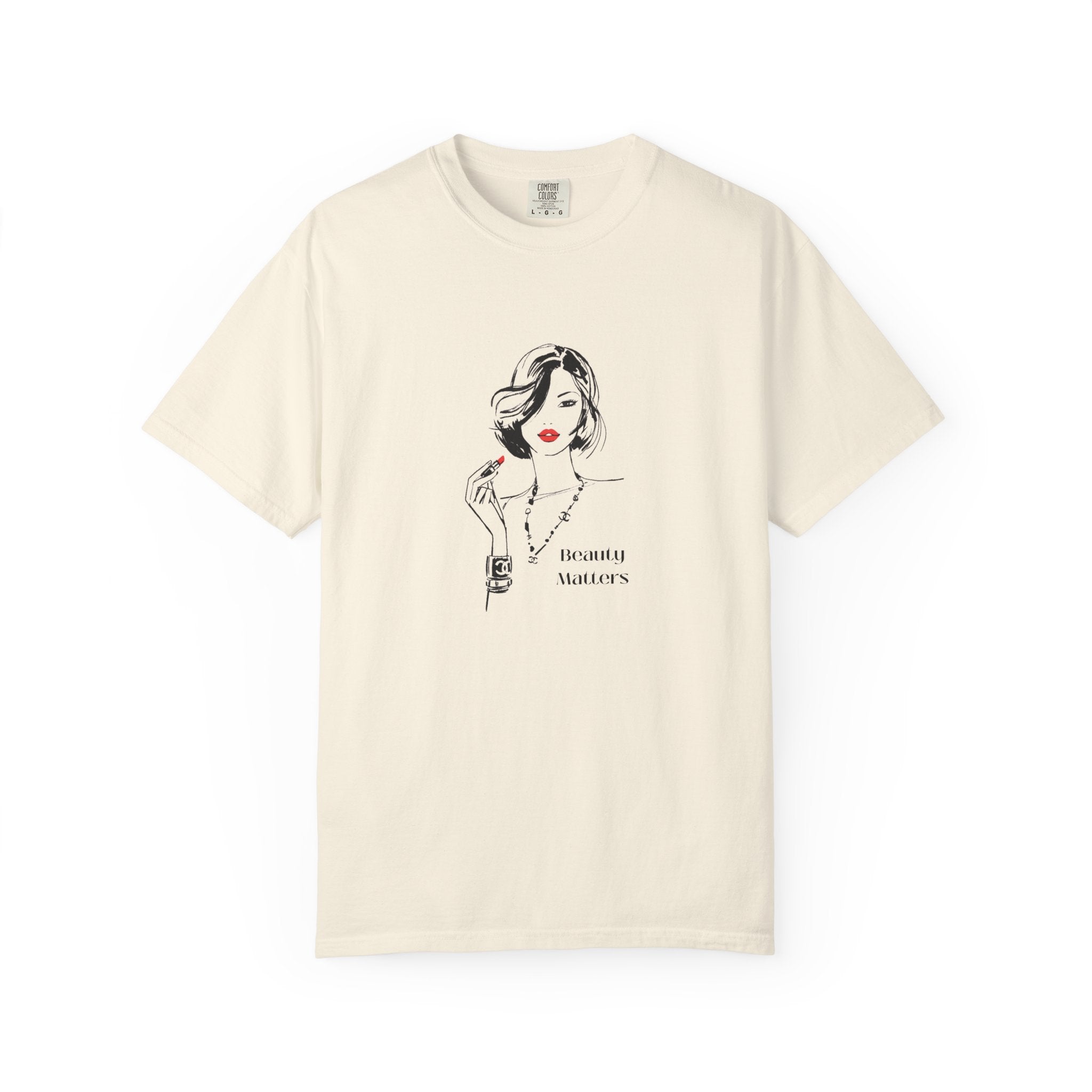 Minimalist Fashion Illustration T-Shirt — 'Beauty Matters' Graphic Tee