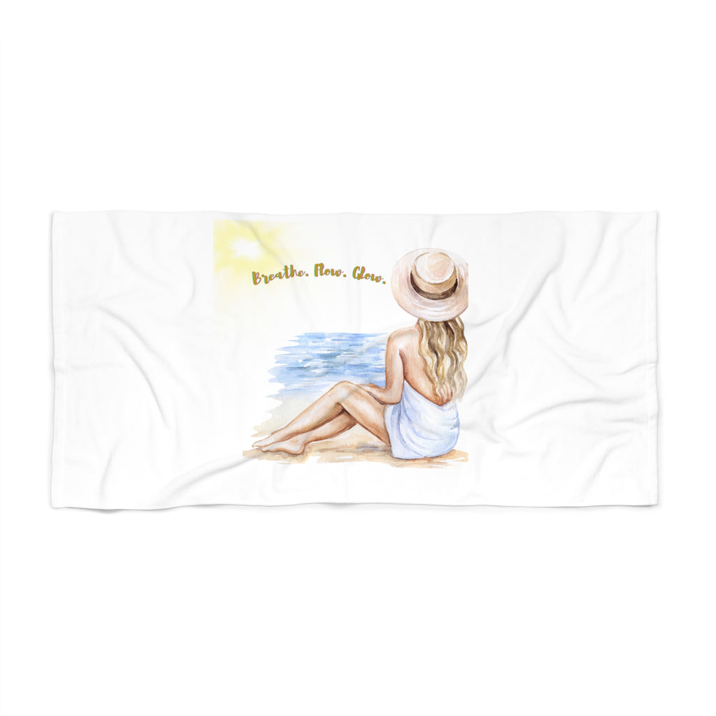 Breathe. Flow. Glow. | Beach Towel with Quote
