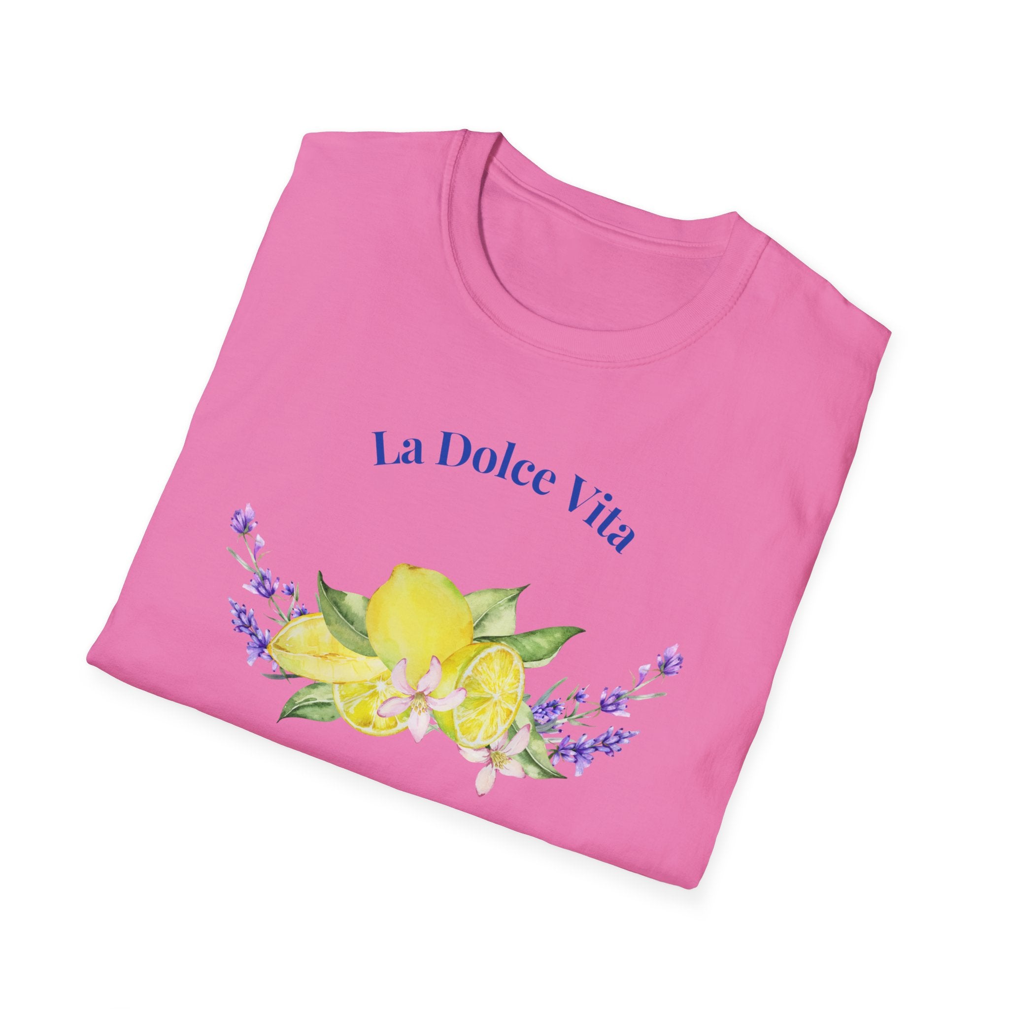 La Dolce Vita Graphic Tee | Floral Lemon & Lavender T-Shirt | Unisex Softstyle.