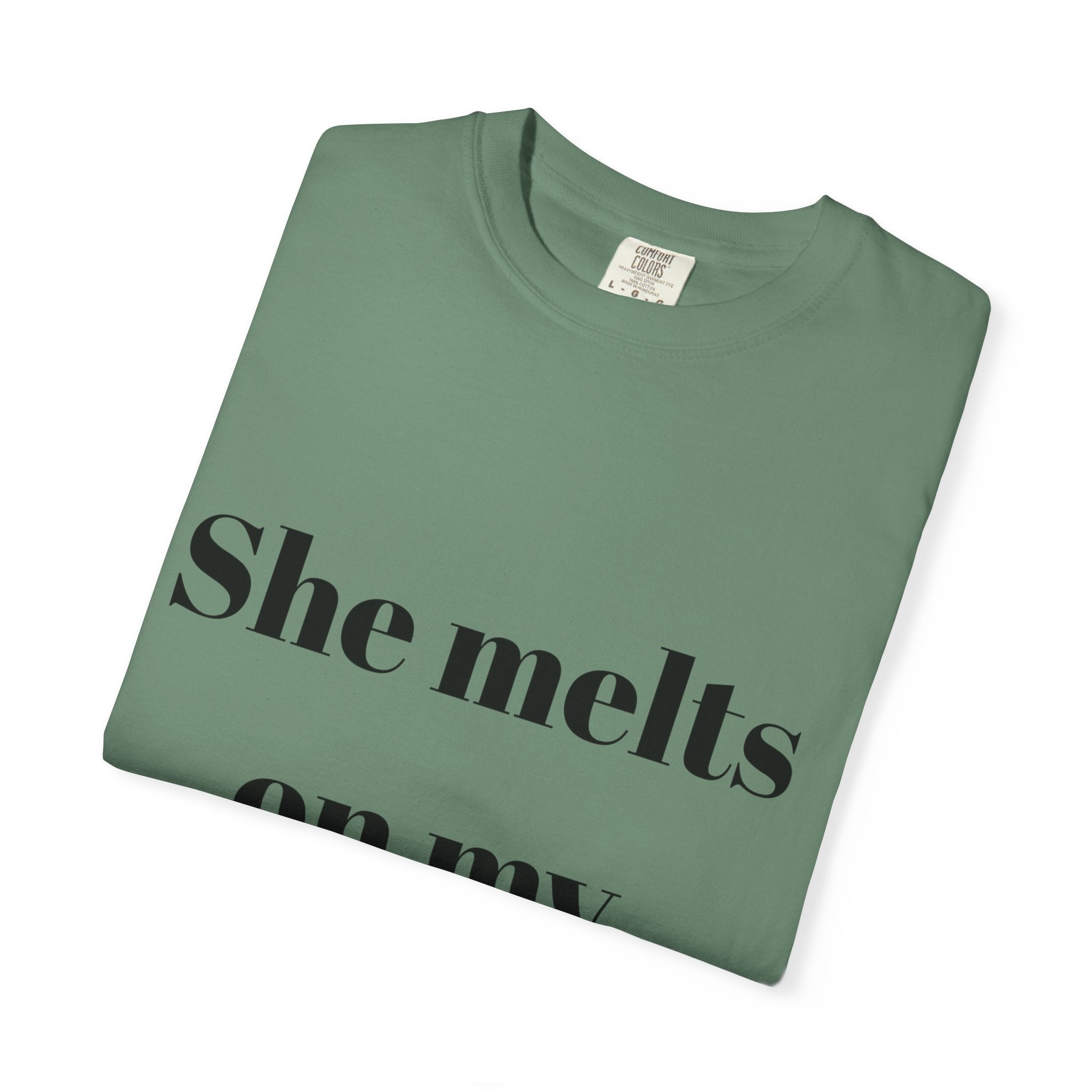 Funny Couple T-Shirt | She Melts on My Tongue Tee | Naughty Gift for Him | Cheeky Matching Shirt for Couples | Bold Statement Shirt