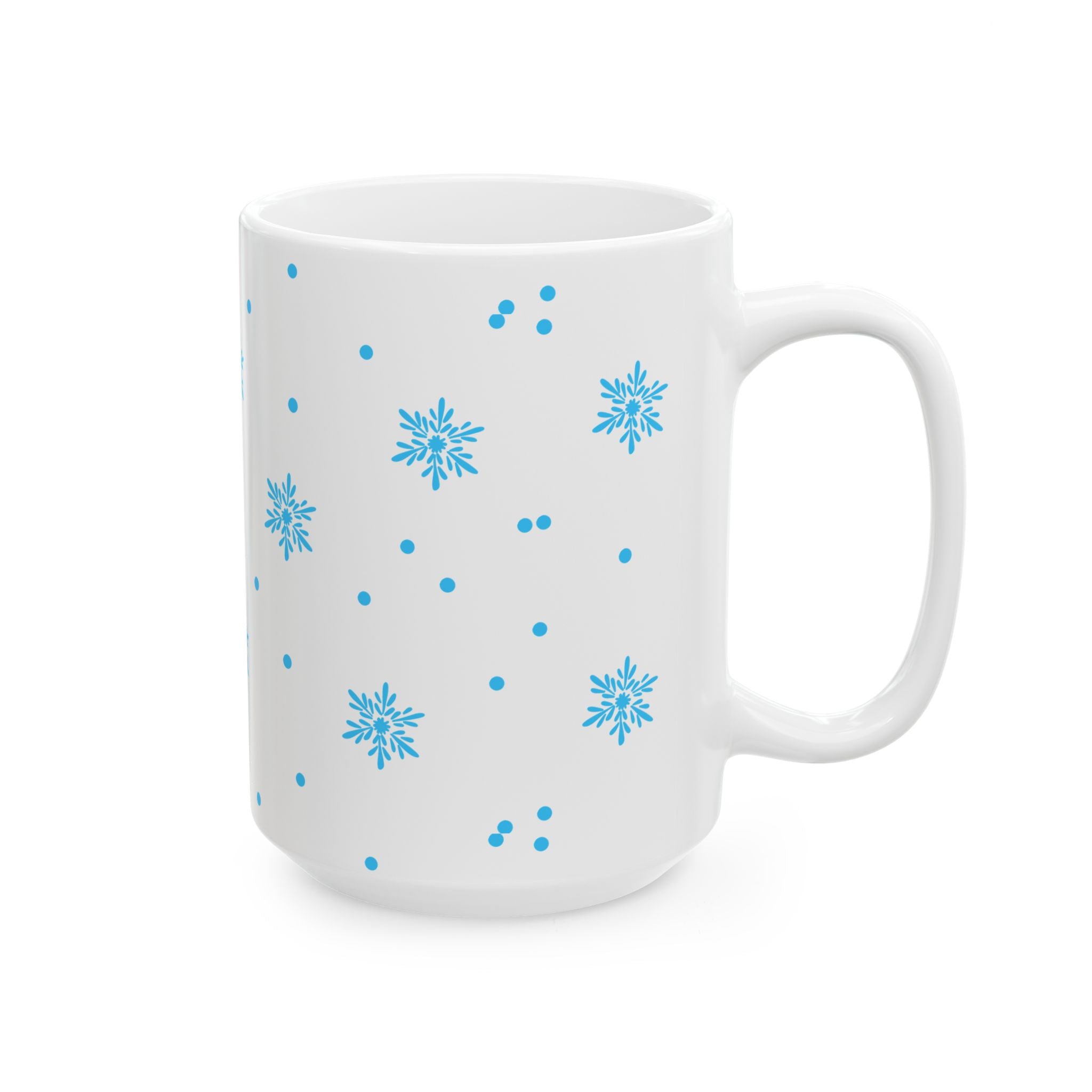 Snowflake Pattern Ceramic Mug – Blue Winter Coffee Cup (11oz & 15oz)