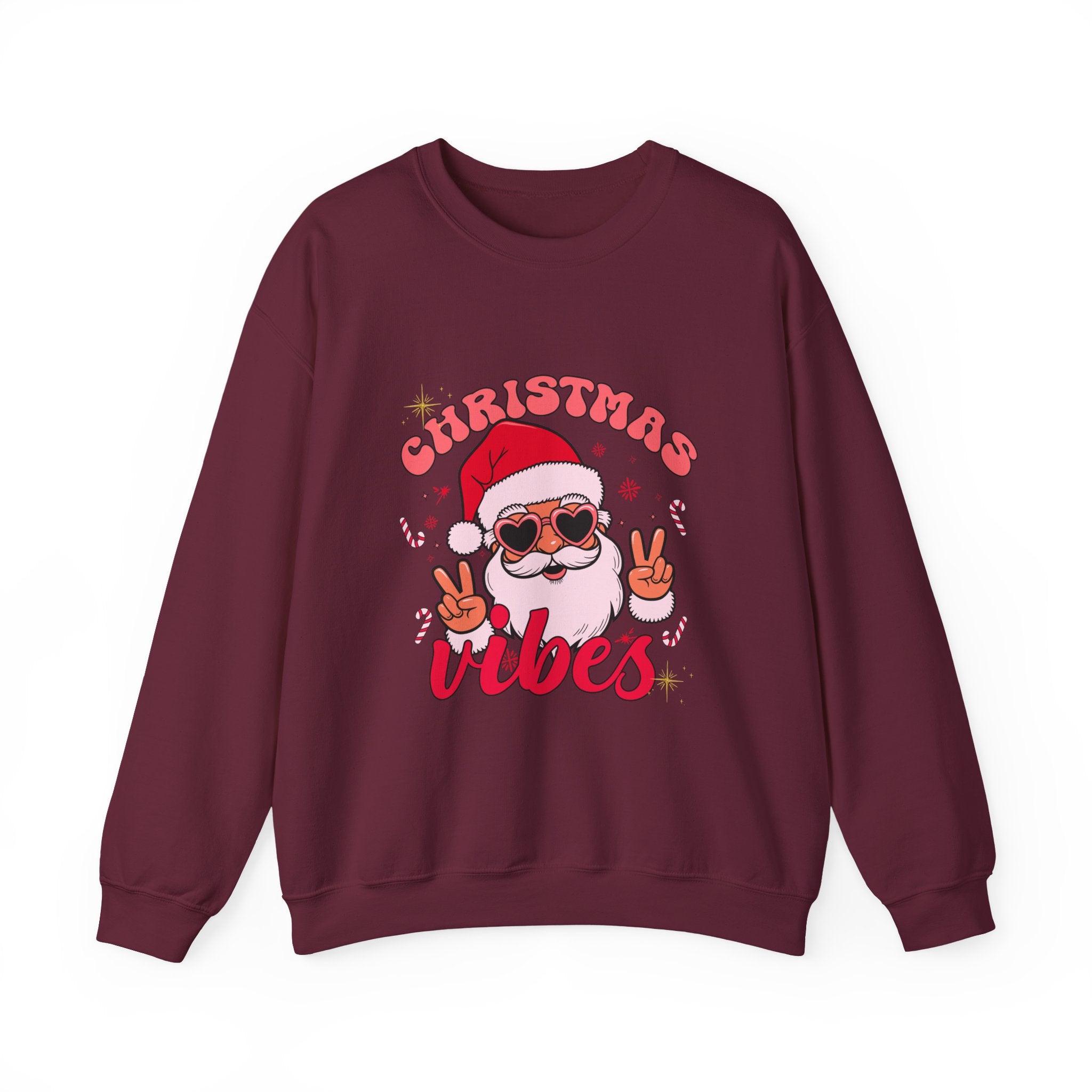Christmas Vibes Santa Peace Sign Sweatshirt | Christmas Crewneck