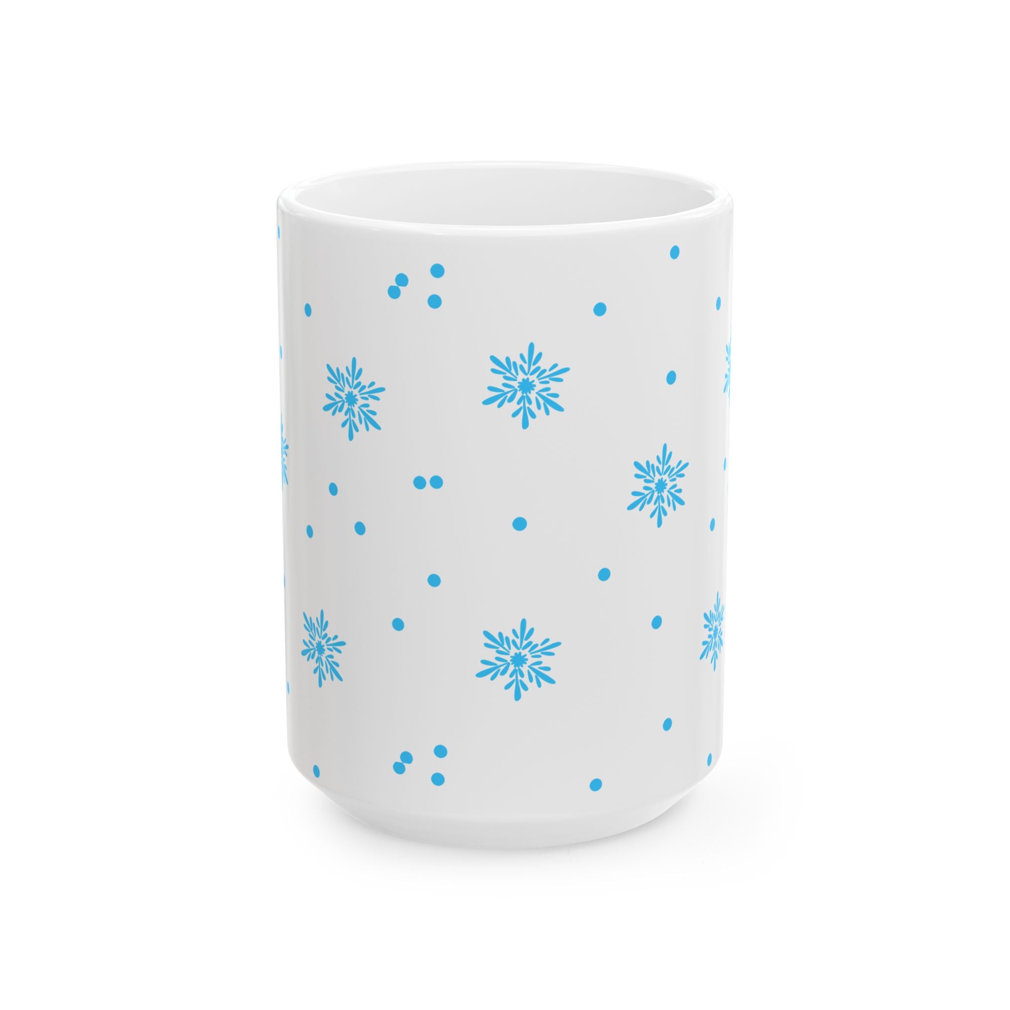 Snowflake Pattern Ceramic Mug – Blue Winter Coffee Cup (11oz & 15oz)