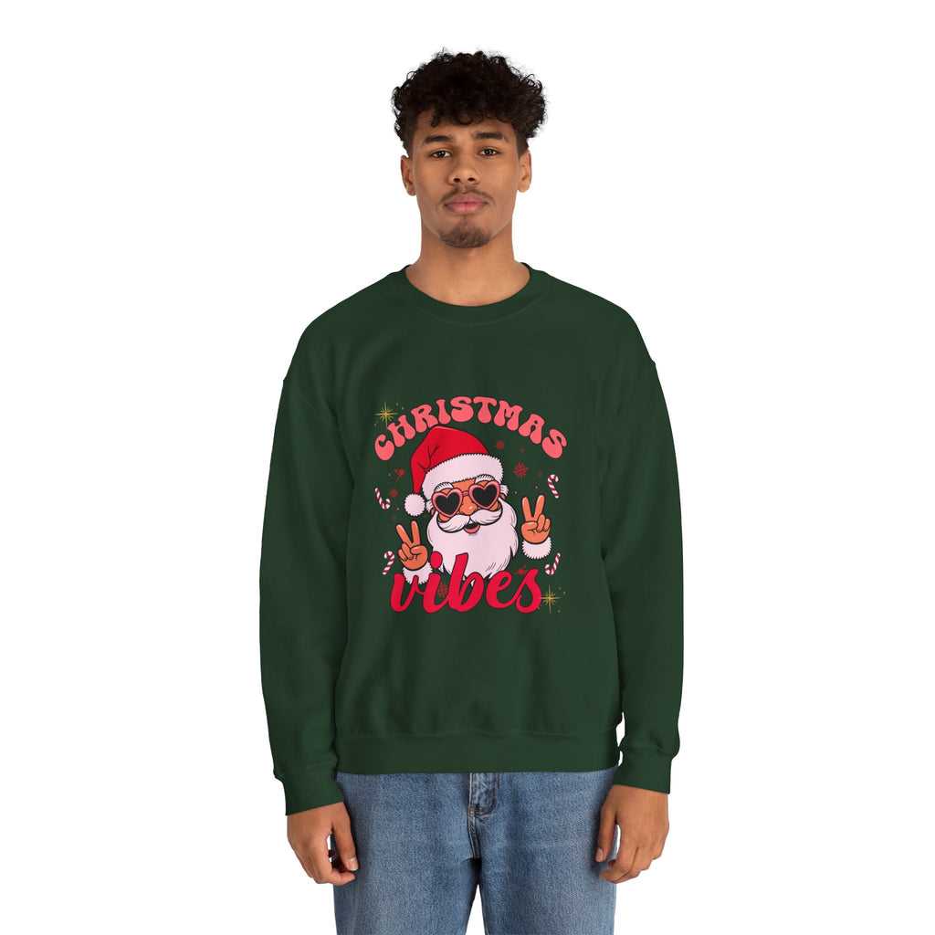 Christmas Vibes Santa Peace Sign Sweatshirt | Christmas Crewneck