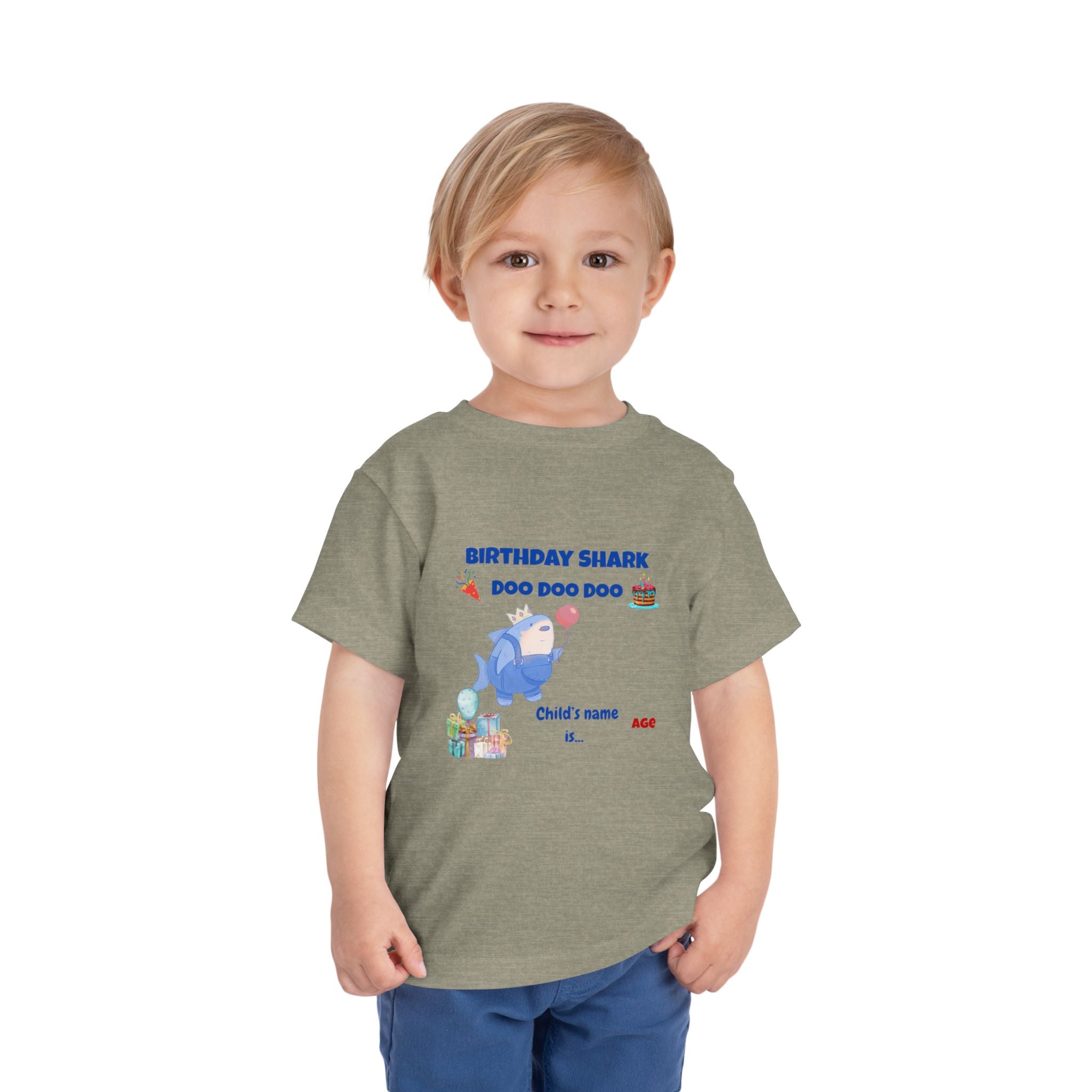 Personalized Birthday Shark TShirt for Kids  Custom Name and Age  Cute Ocean Theme Toddler Tee