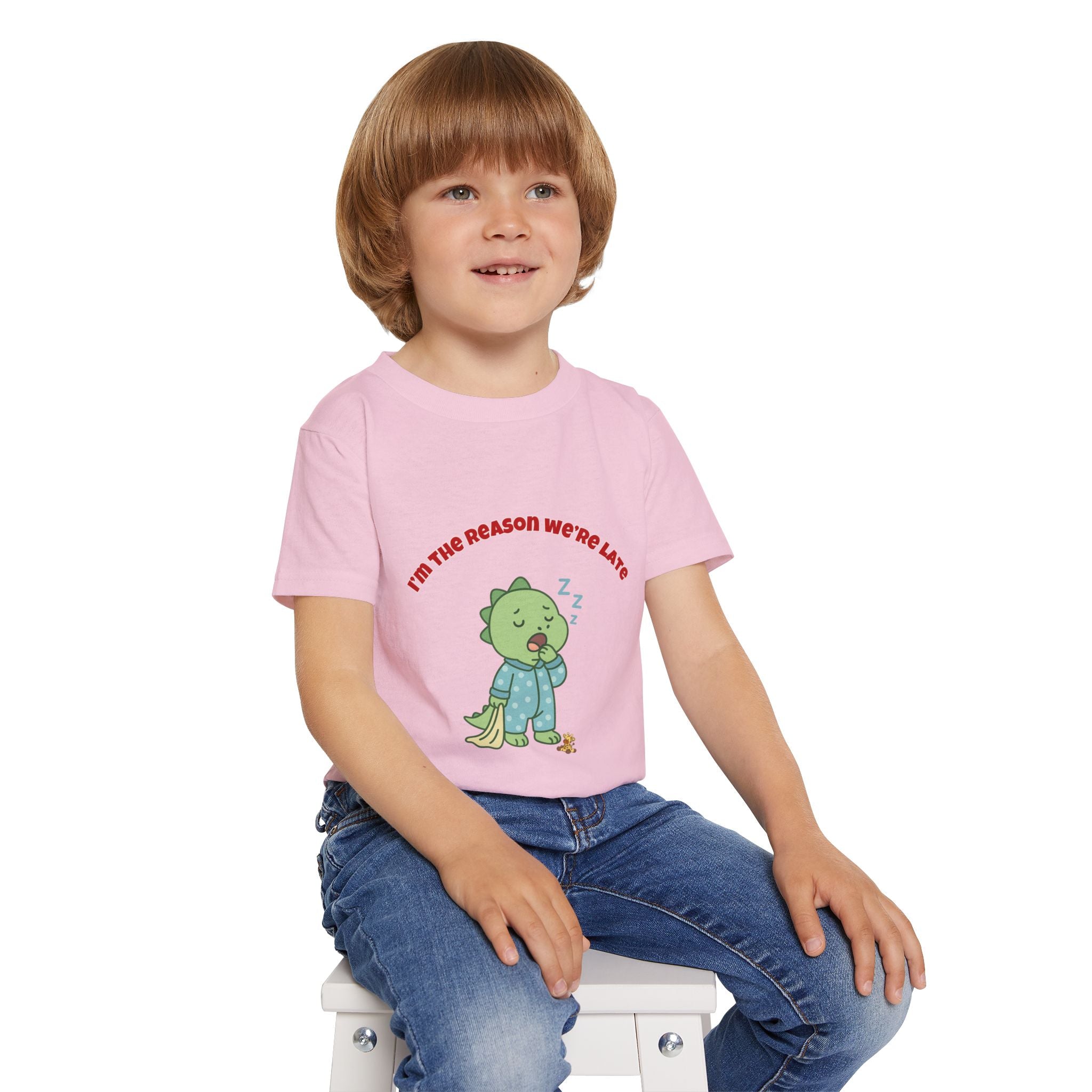 Im the Reason Were Late Cute Baby Dinosaur Toddler T Shirt Funny Sleepy Dino Kids Shirt Pajamas Theme