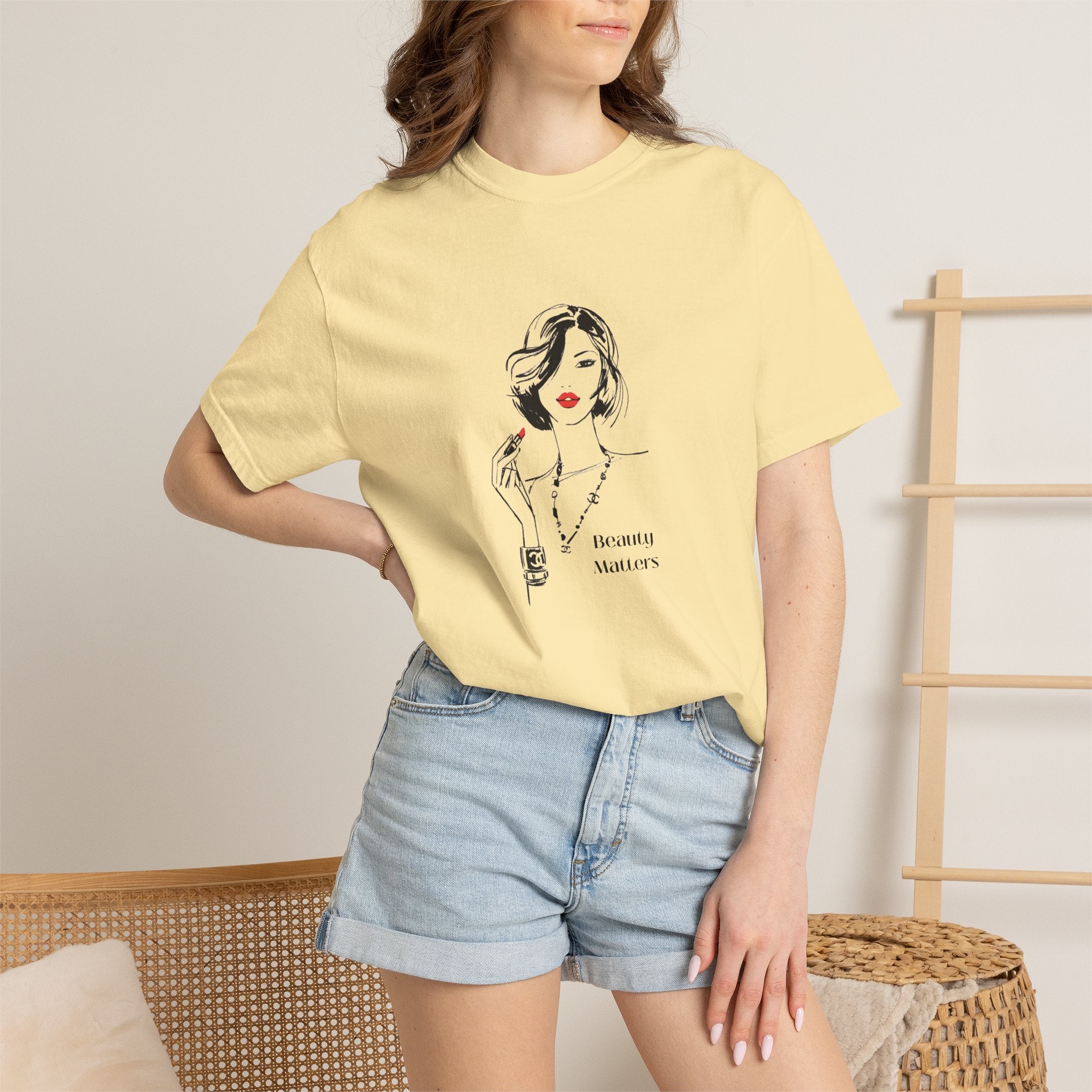 Minimalist Fashion Illustration T-Shirt — 'Beauty Matters' Graphic Tee