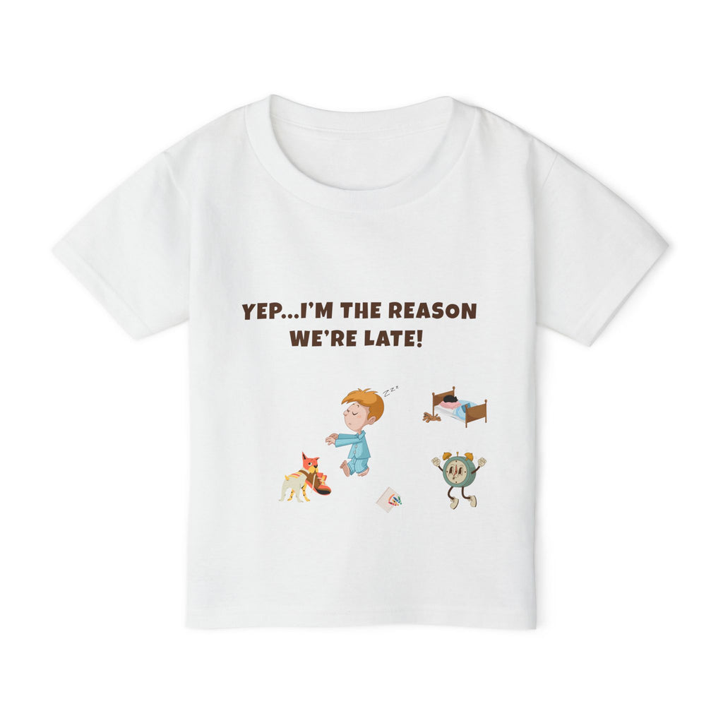 Yep Im the Reason We are Late!  Funny Toddler TShirt  Cute Cartoon Pajama Kid Tee  Morning Chaos Shirt for Boys and Girls
