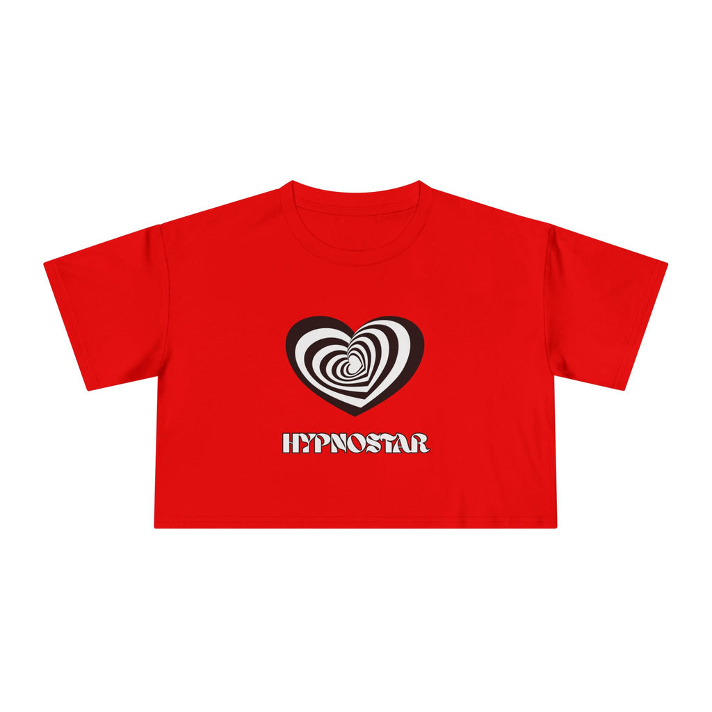 Hypnostar Crop Tee — Retro Spiral Heart Graphic Women's Cropped T-Shirt