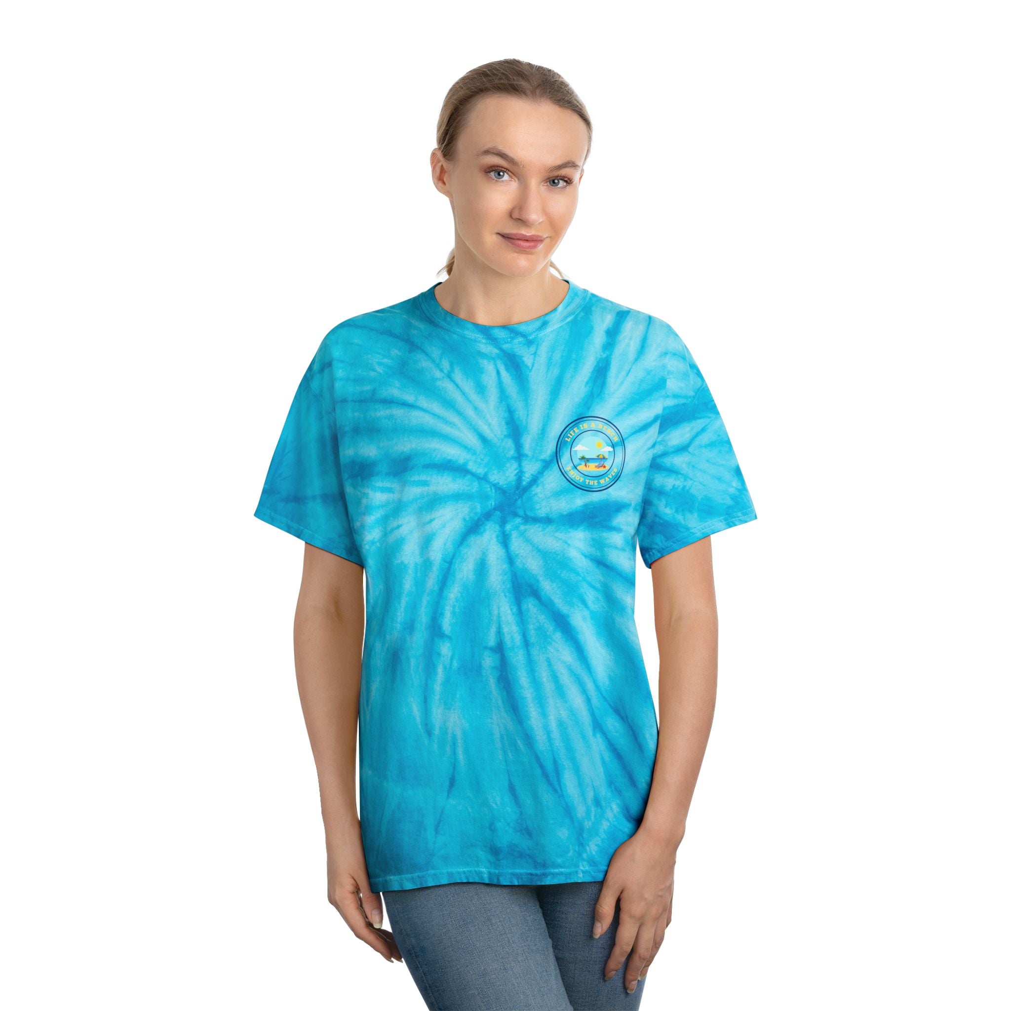 Hello Summer Tie-Dye Tee — Yellow Cyclone Graphic T-Shirt