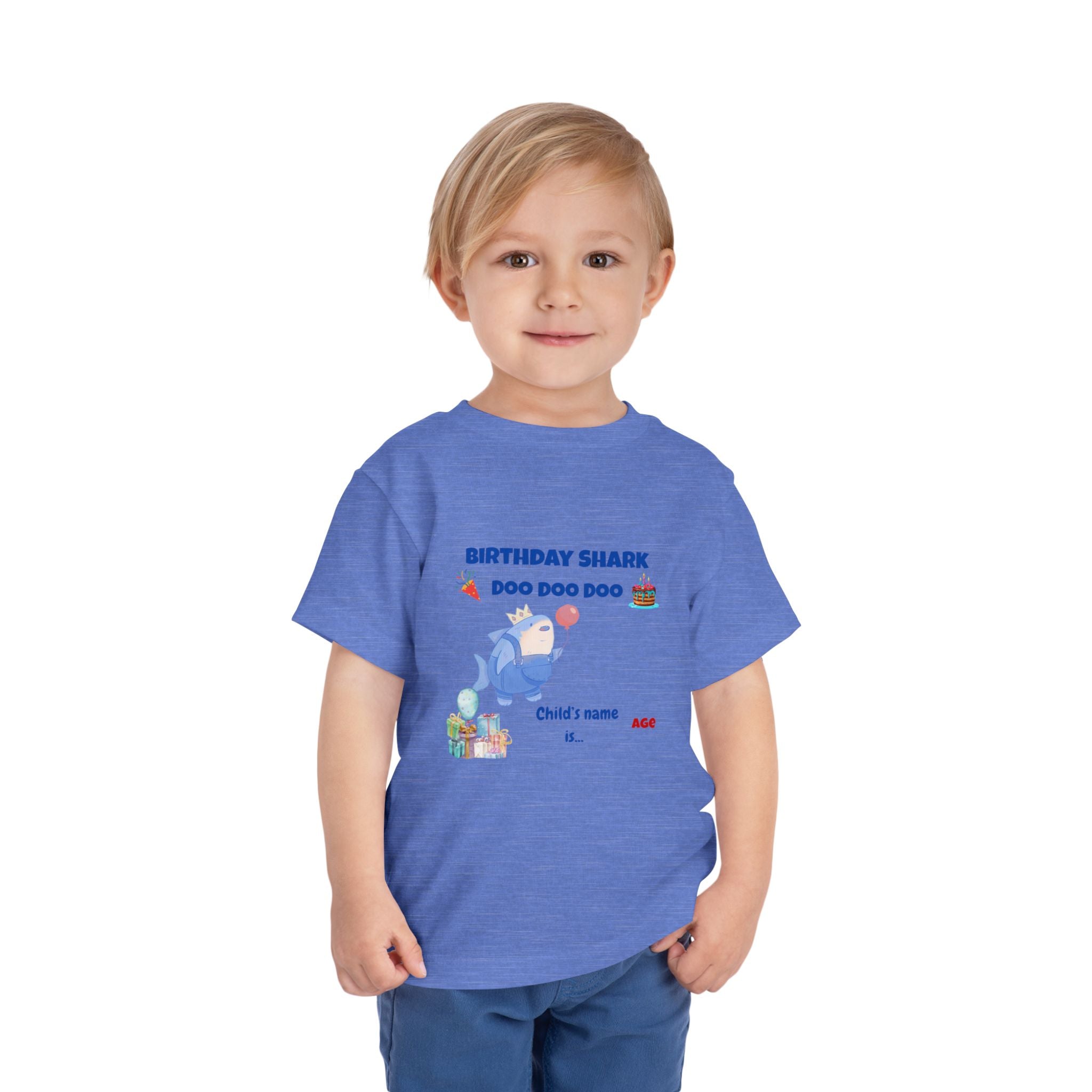 Personalized Birthday Shark TShirt for Kids  Custom Name and Age  Cute Ocean Theme Toddler Tee