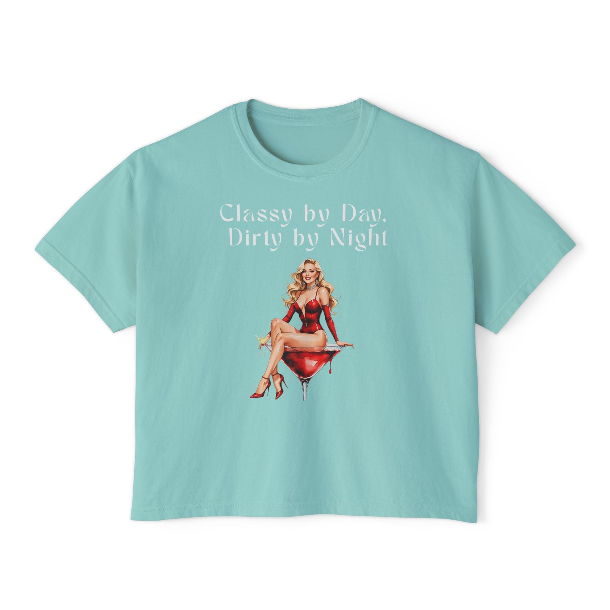 Classy by Day, Dirty by Night | Retro Pin-Up Graphic T-Shirt for Women