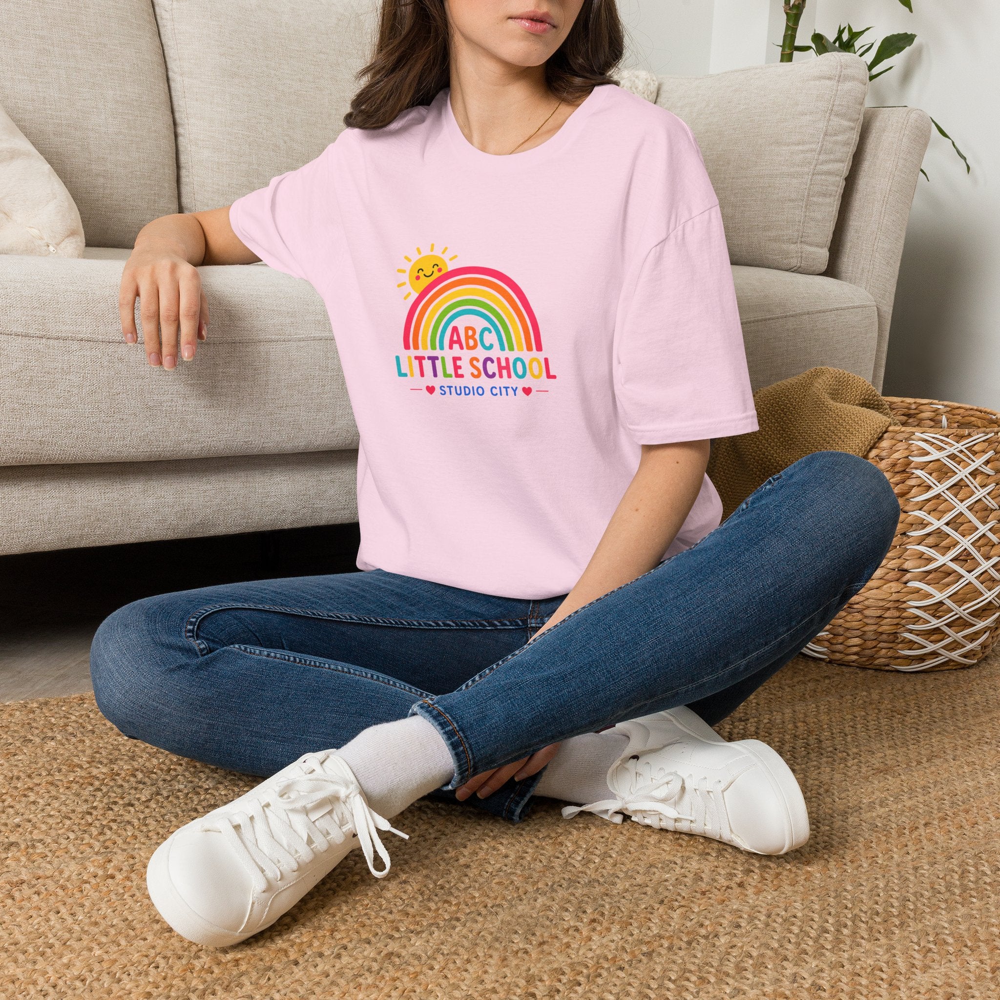 Kids Rainbow Preschool T‑Shirt — “ABC Little School” Sunny Day Tee