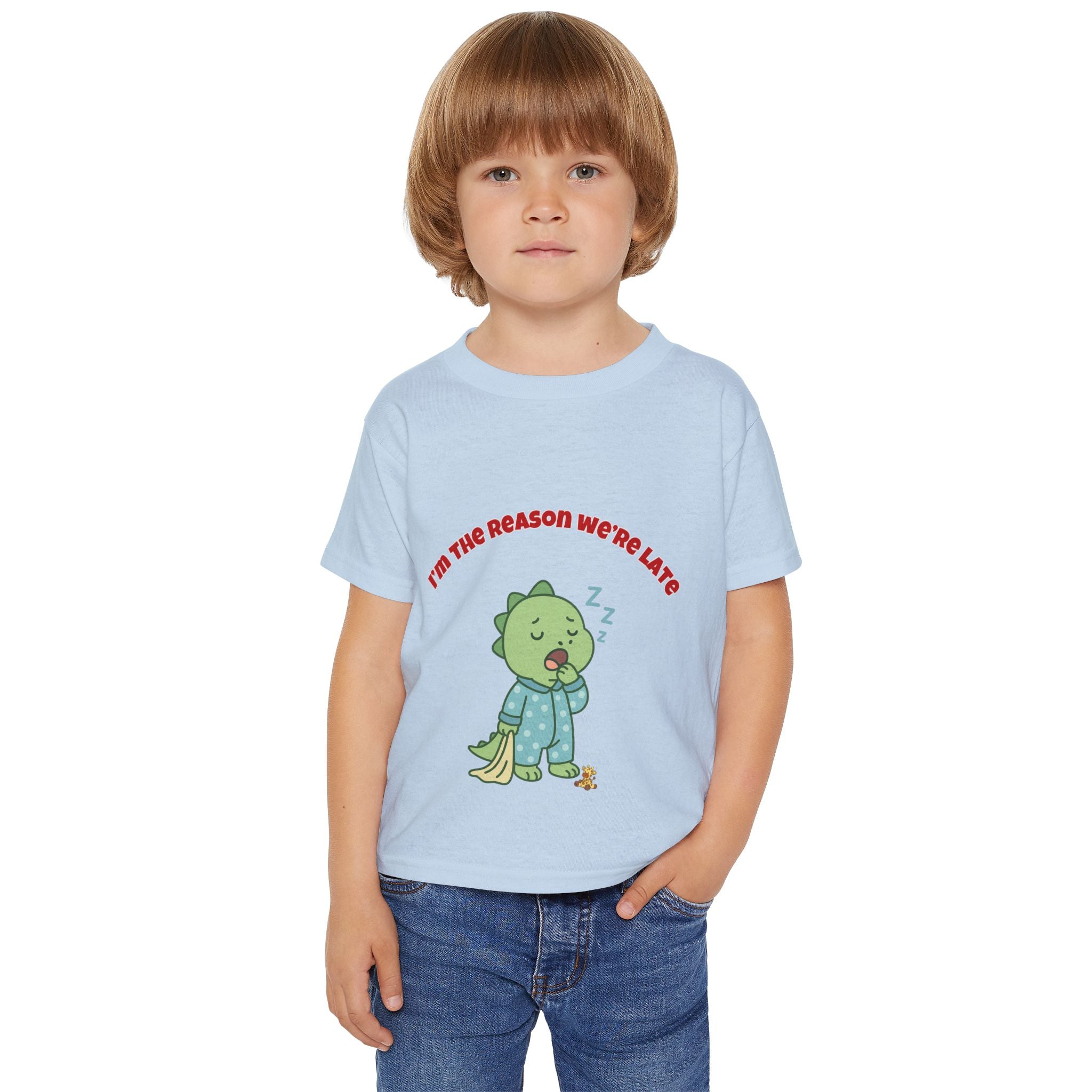 Im the Reason Were Late Cute Baby Dinosaur Toddler T Shirt Funny Sleepy Dino Kids Shirt Pajamas Theme