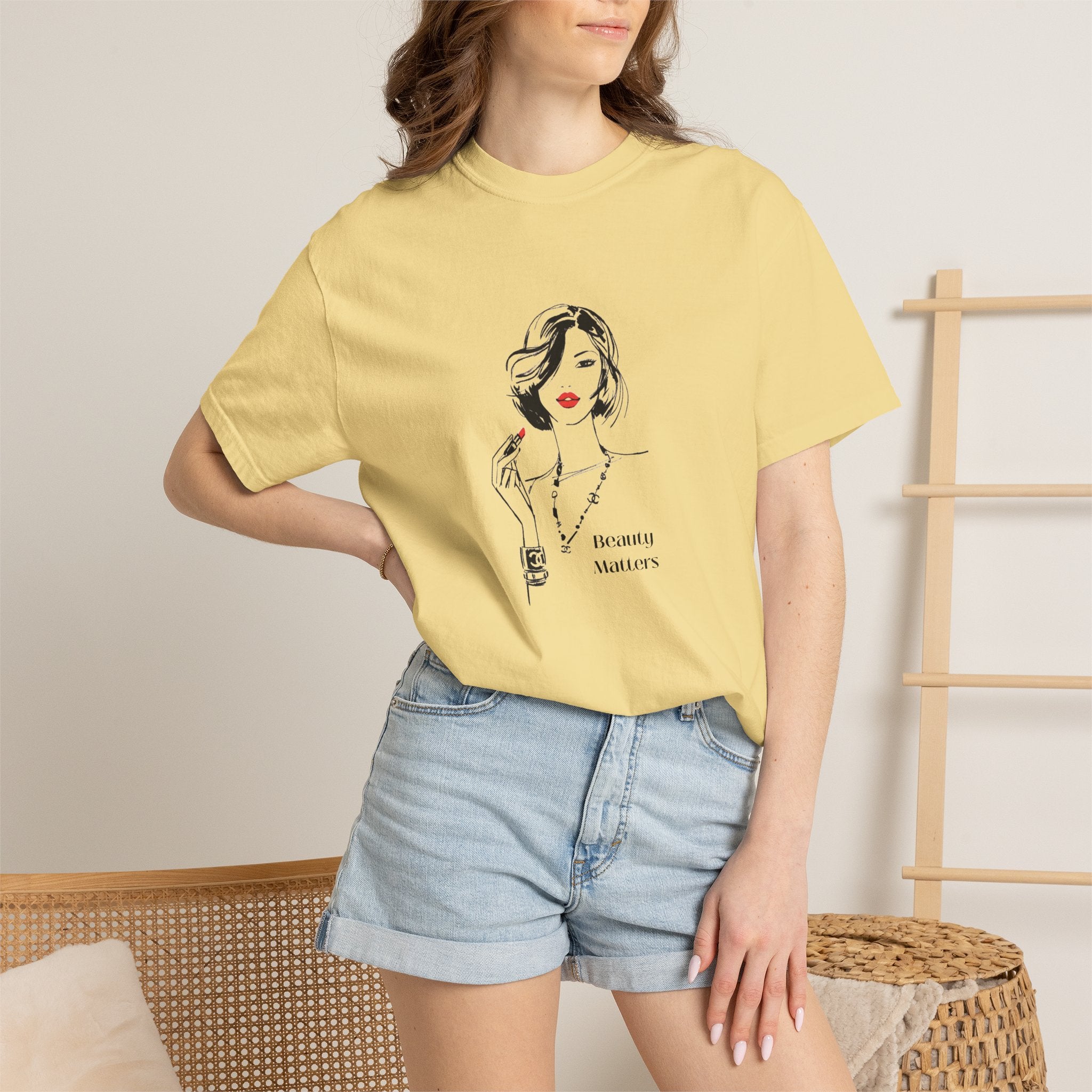 Minimalist Fashion Illustration T-Shirt — 'Beauty Matters' Graphic Tee