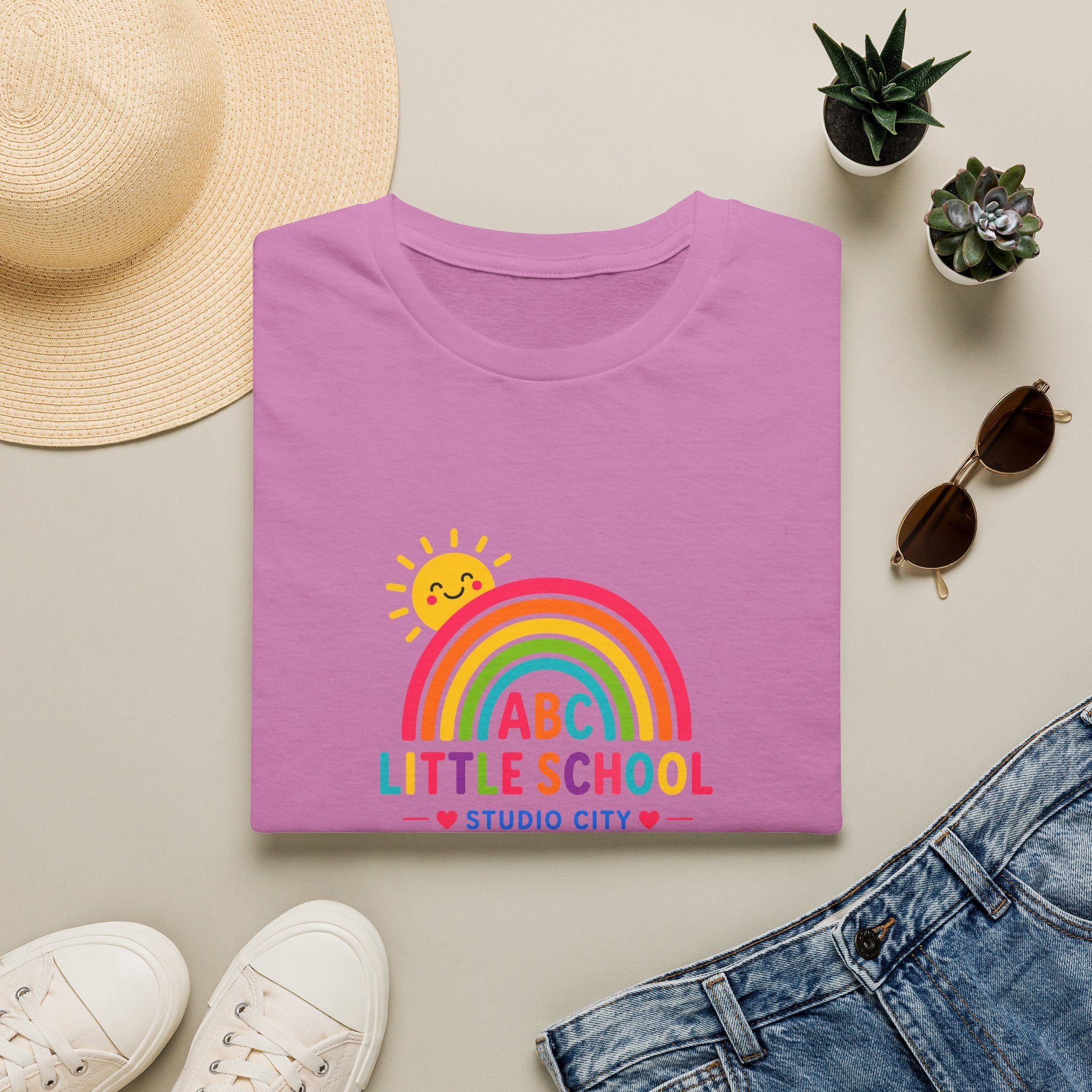 Kids Rainbow Preschool T‑Shirt — “ABC Little School” Sunny Day Tee