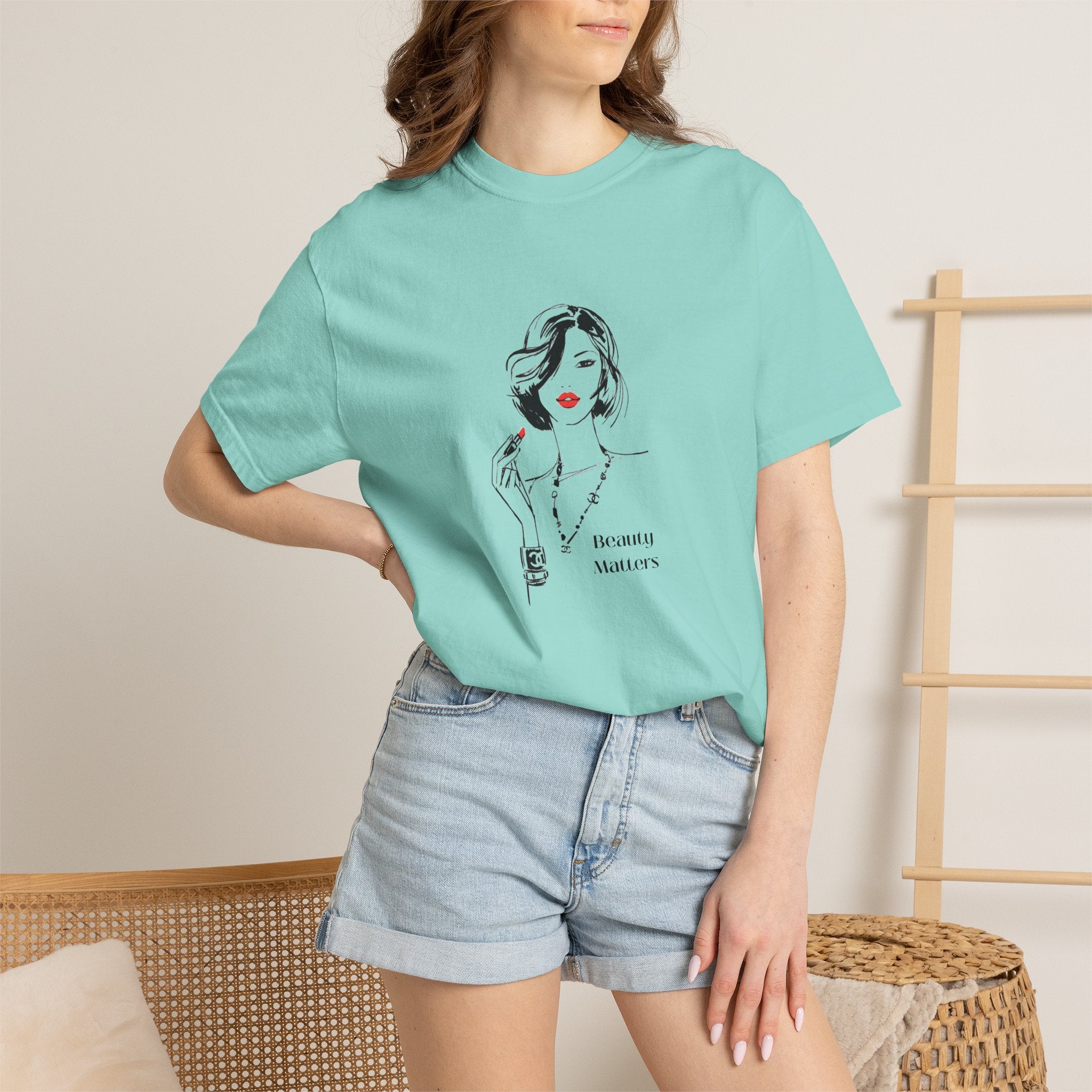 Minimalist Fashion Illustration T-Shirt — 'Beauty Matters' Graphic Tee