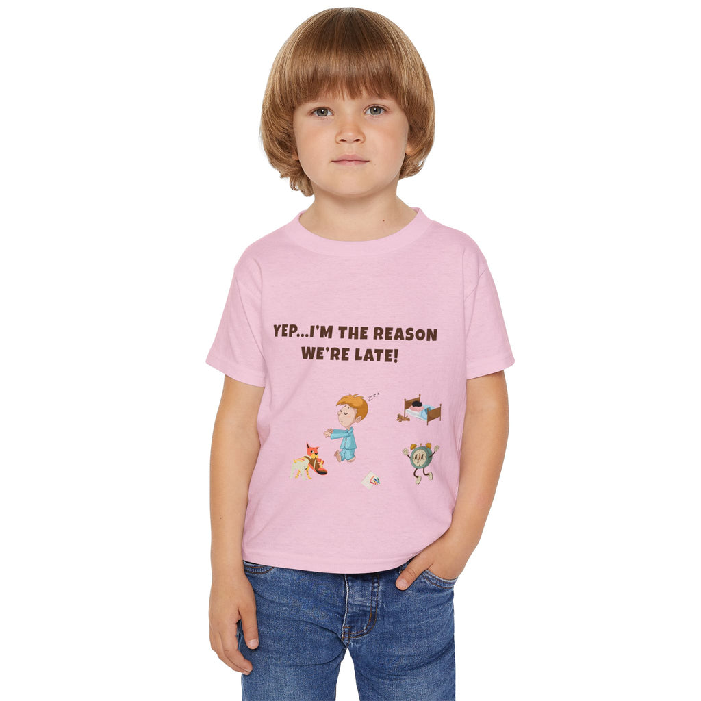 Yep Im the Reason We are Late!  Funny Toddler TShirt  Cute Cartoon Pajama Kid Tee  Morning Chaos Shirt for Boys and Girls