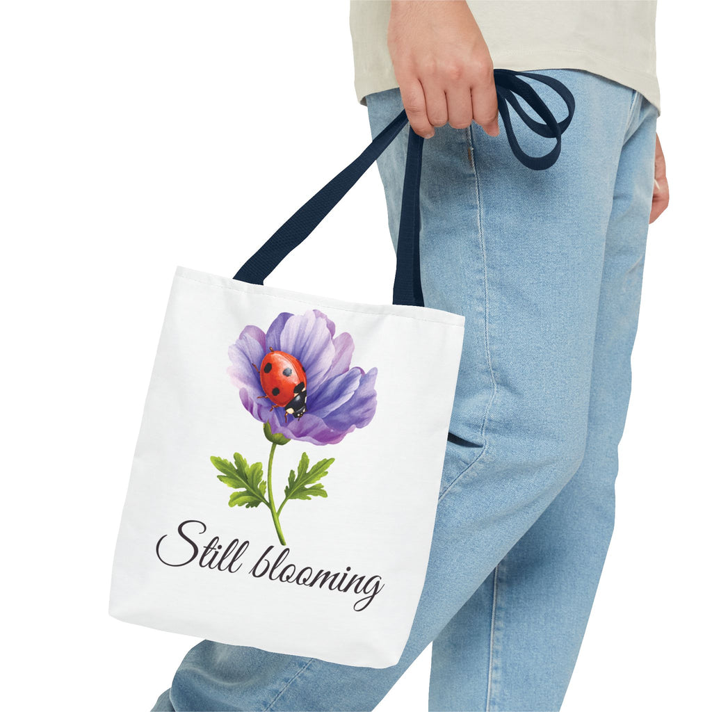 Still Blooming Tote Bag, Aesthetic Canvas Tote Bag, Cute Everyday Bag, Floral Ladybug Tote, Soft Life Gift