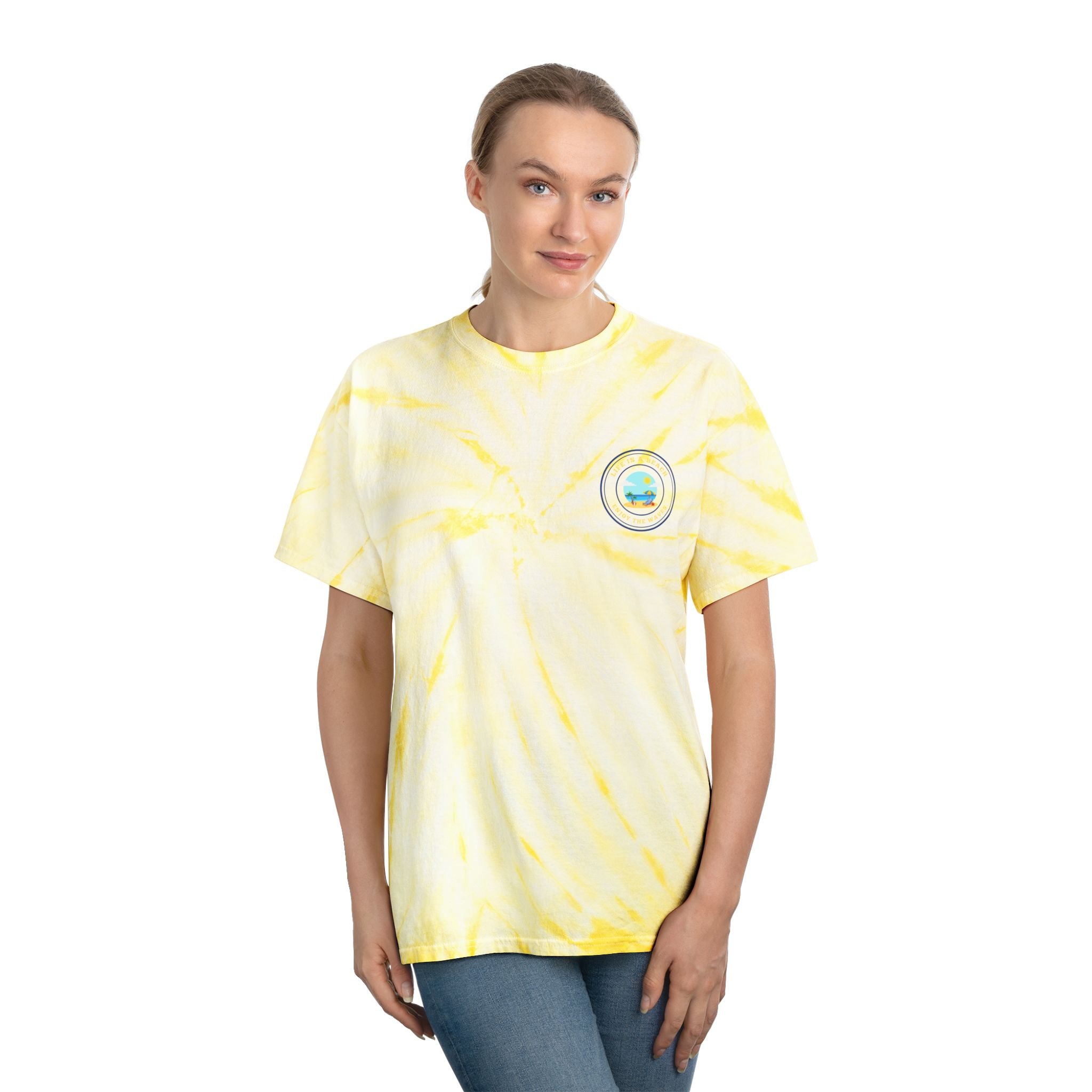 Hello Summer Tie-Dye Tee — Yellow Cyclone Graphic T-Shirt