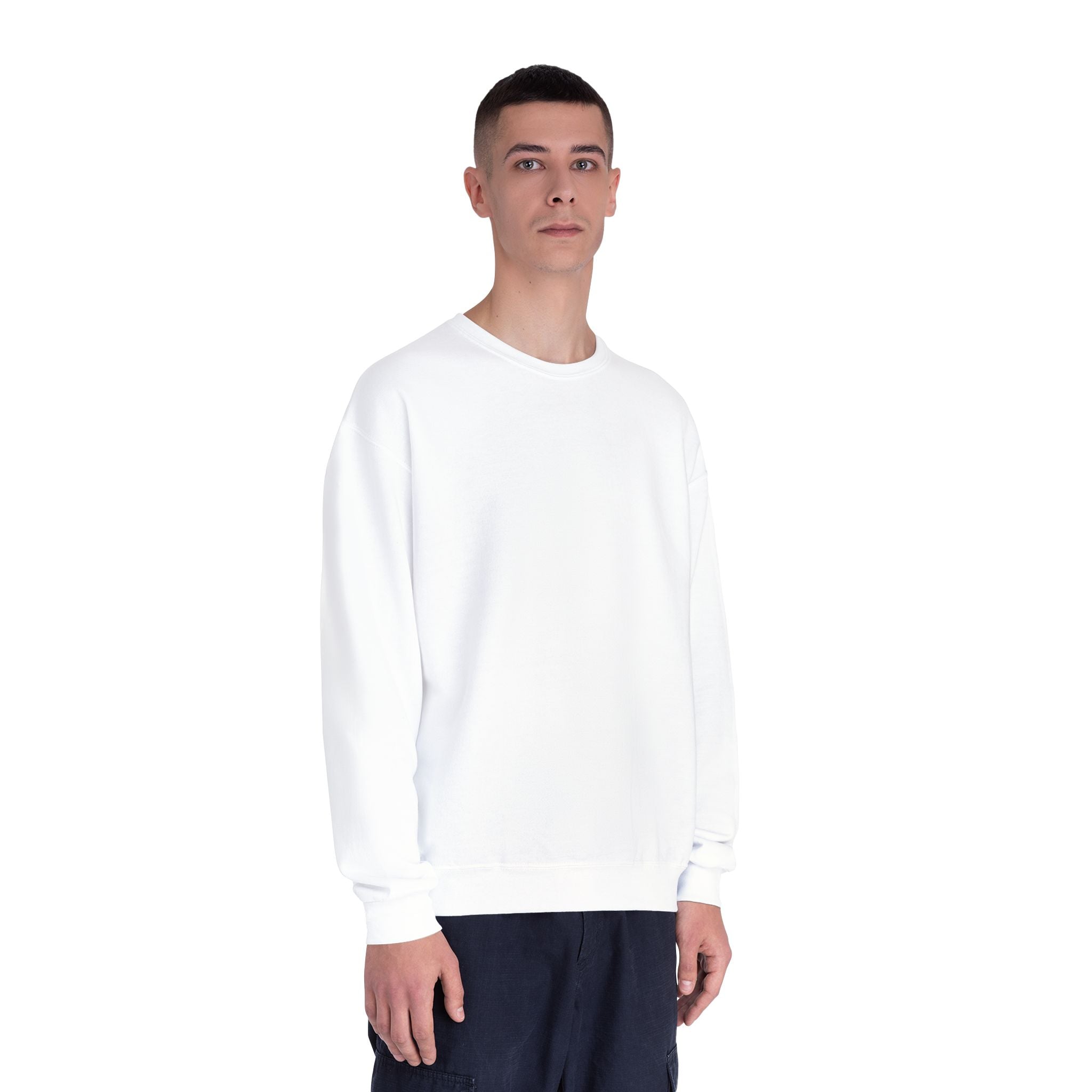 Classic White Crewneck Sweatshirt – Unisex Cozy Pullover