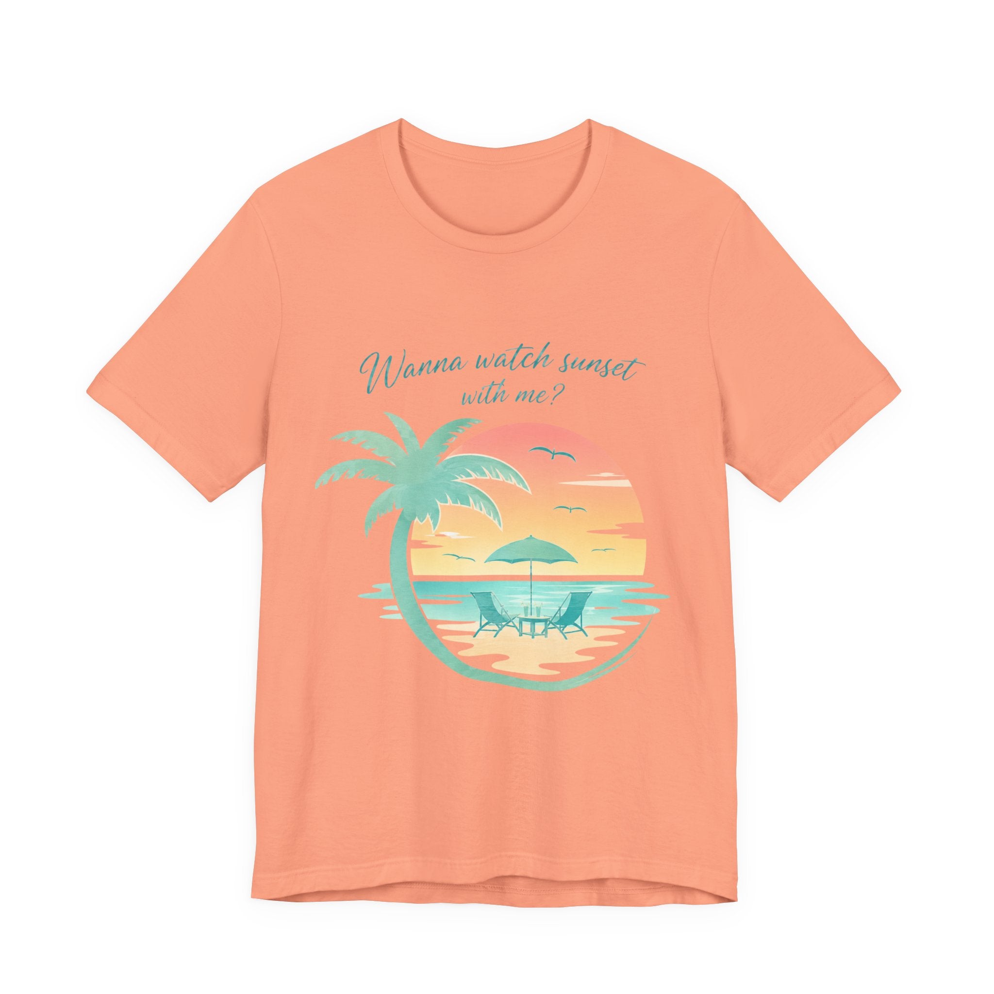 Wanna Watch Sunset With Me? Tropical Beach Graphic Tee