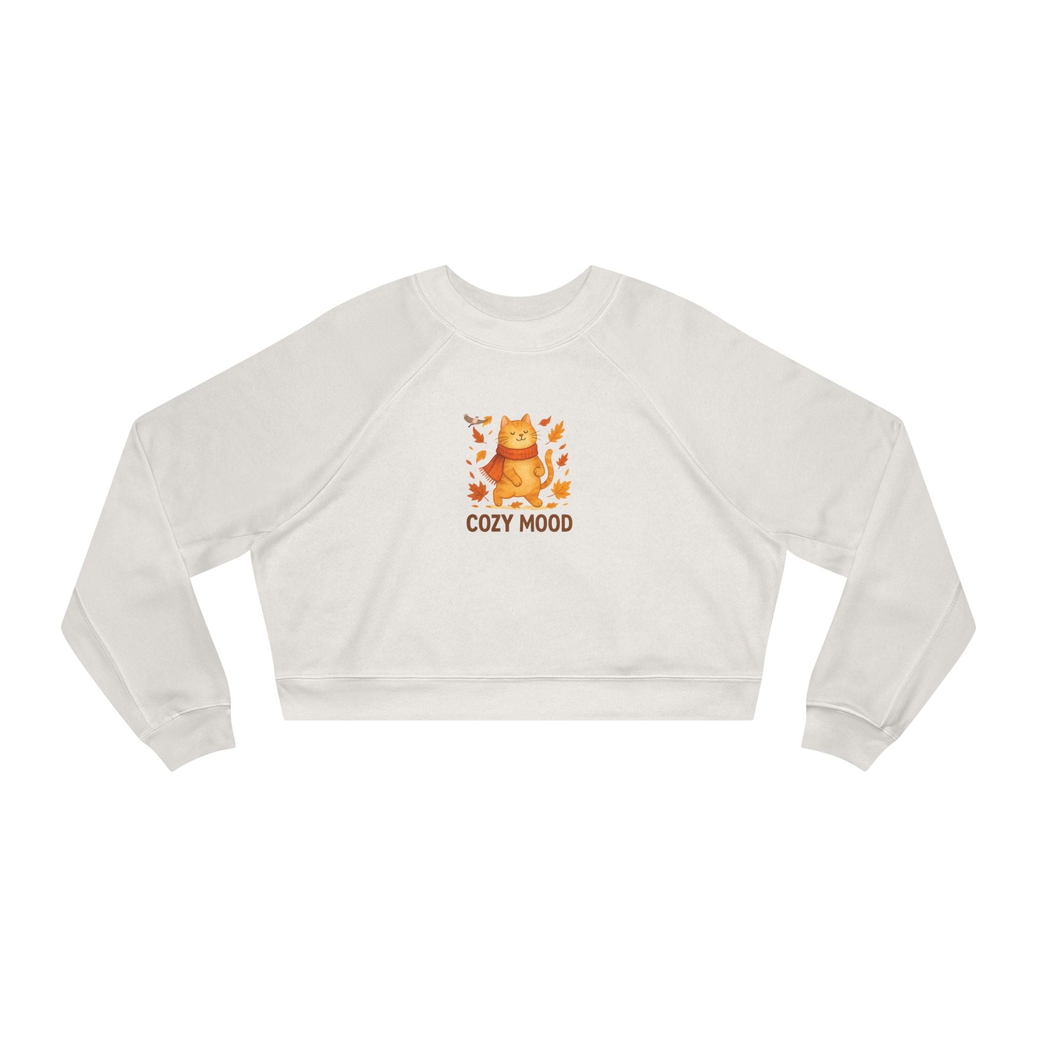 Cat Lover Cropped Fleece Pullover – Women’s Cozy Sweatshirt for Fall Fashion & Gifts