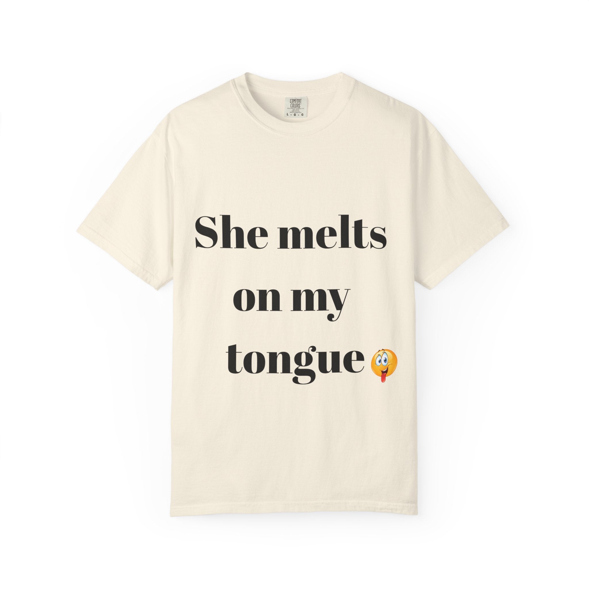 Funny Couple T-Shirt | She Melts on My Tongue Tee | Naughty Gift for Him | Cheeky Matching Shirt for Couples | Bold Statement Shirt