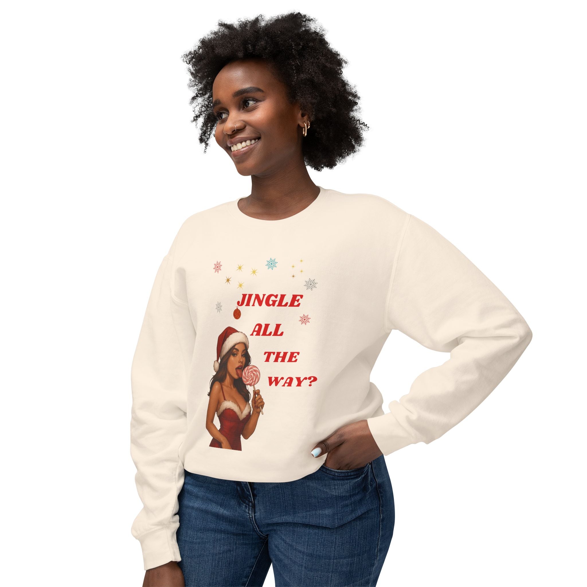 Pinup Santa Girl Jingle All The Way Sweatshirt | Christmas Crewneck