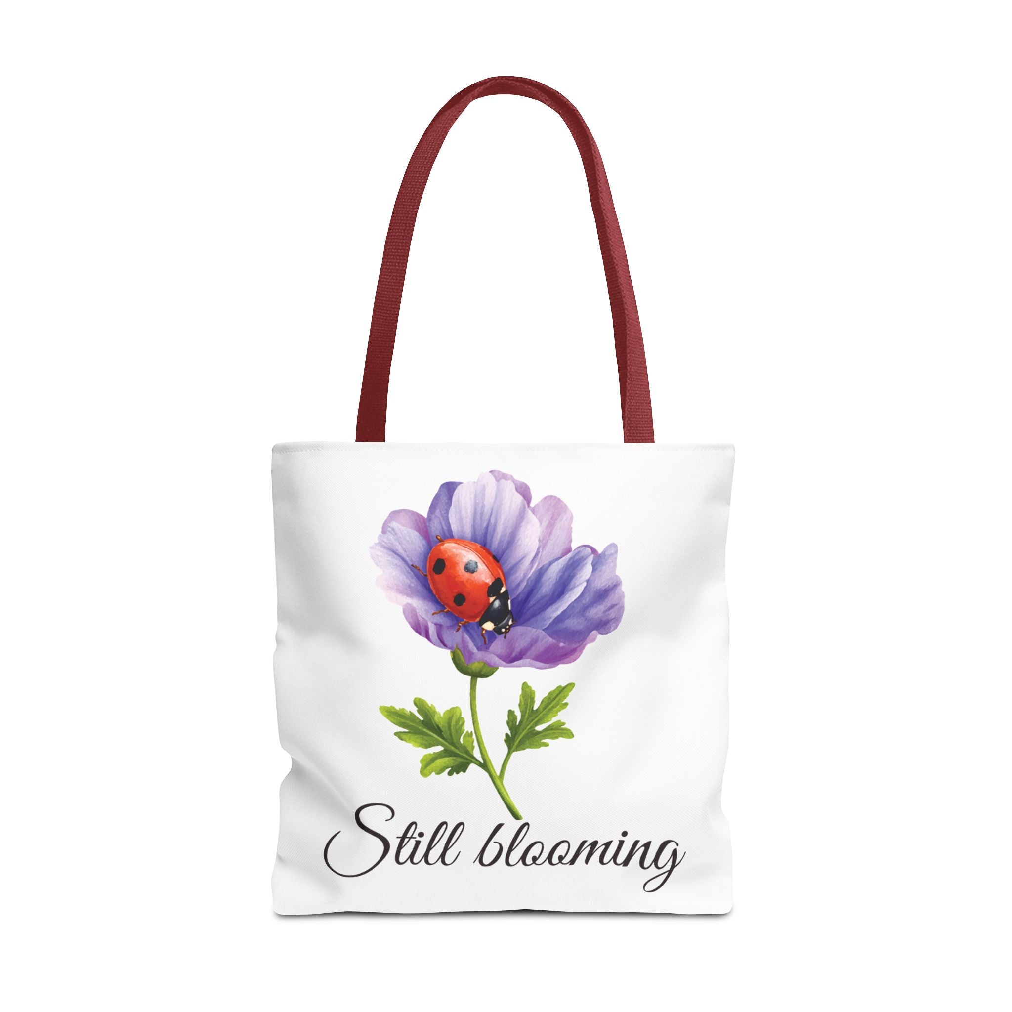 Still Blooming Tote Bag, Aesthetic Canvas Tote Bag, Cute Everyday Bag, Floral Ladybug Tote, Soft Life Gift