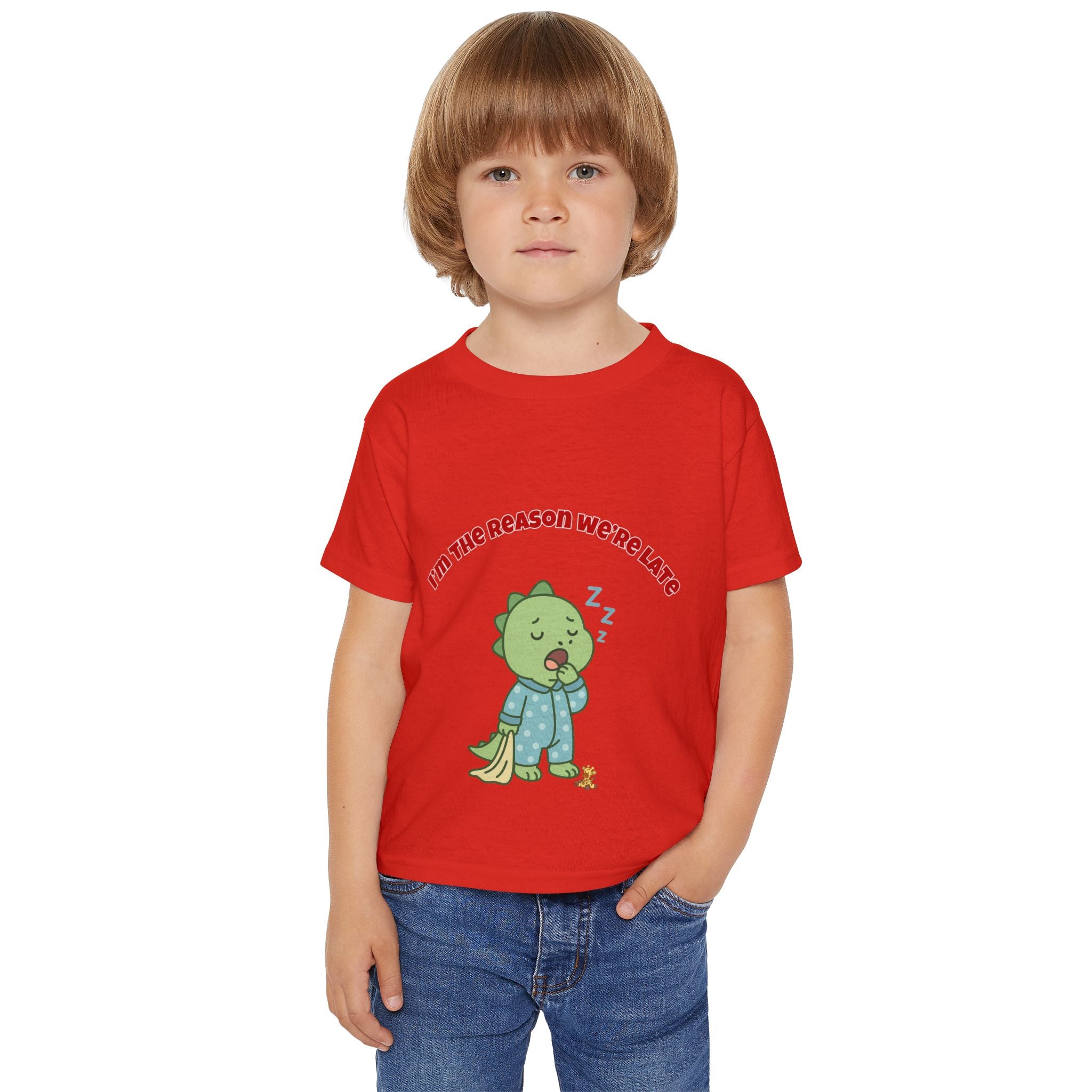 Im the Reason Were Late Cute Baby Dinosaur Toddler T Shirt Funny Sleepy Dino Kids Shirt Pajamas Theme