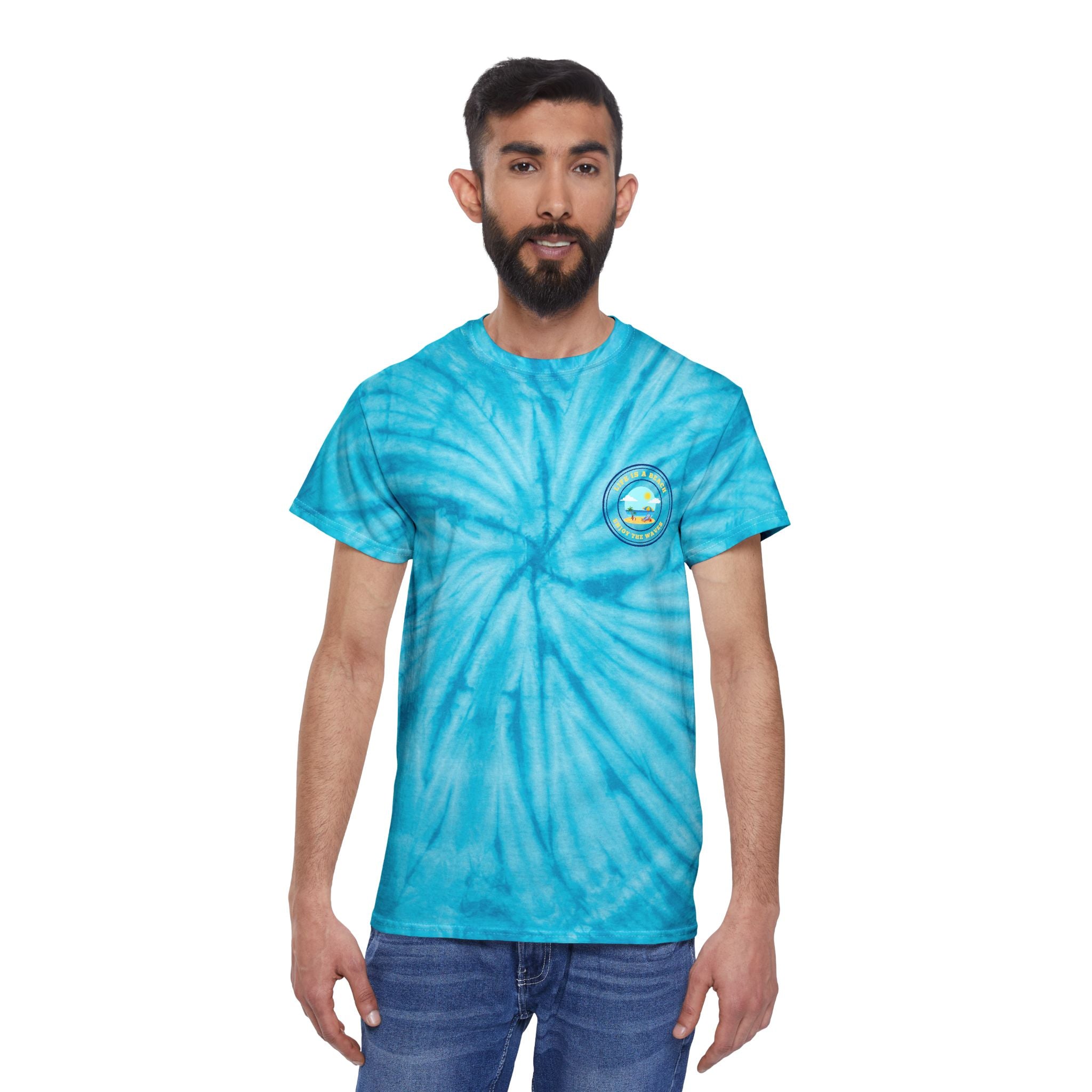 Hello Summer Tie-Dye Tee — Yellow Cyclone Graphic T-Shirt