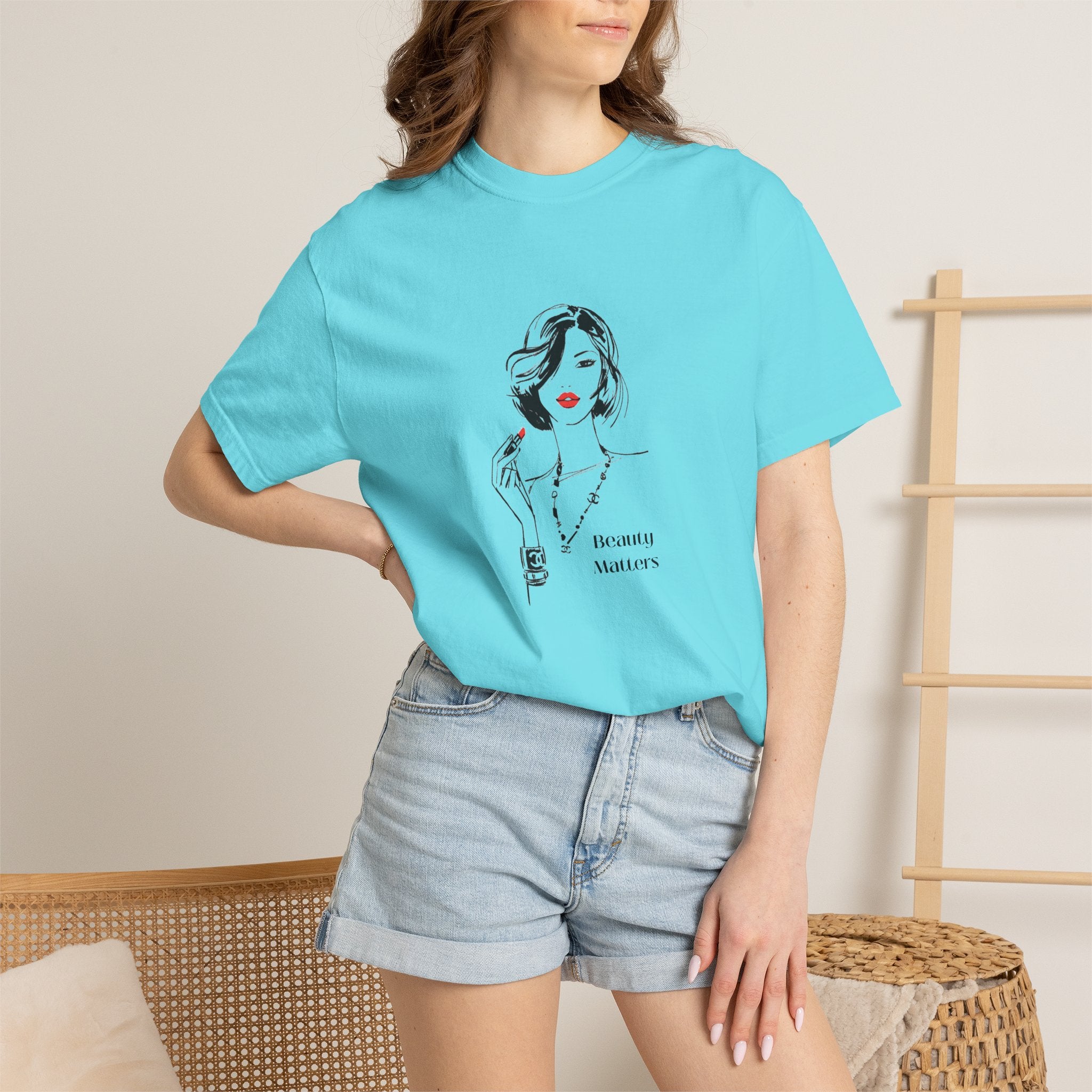 Minimalist Fashion Illustration T-Shirt — 'Beauty Matters' Graphic Tee